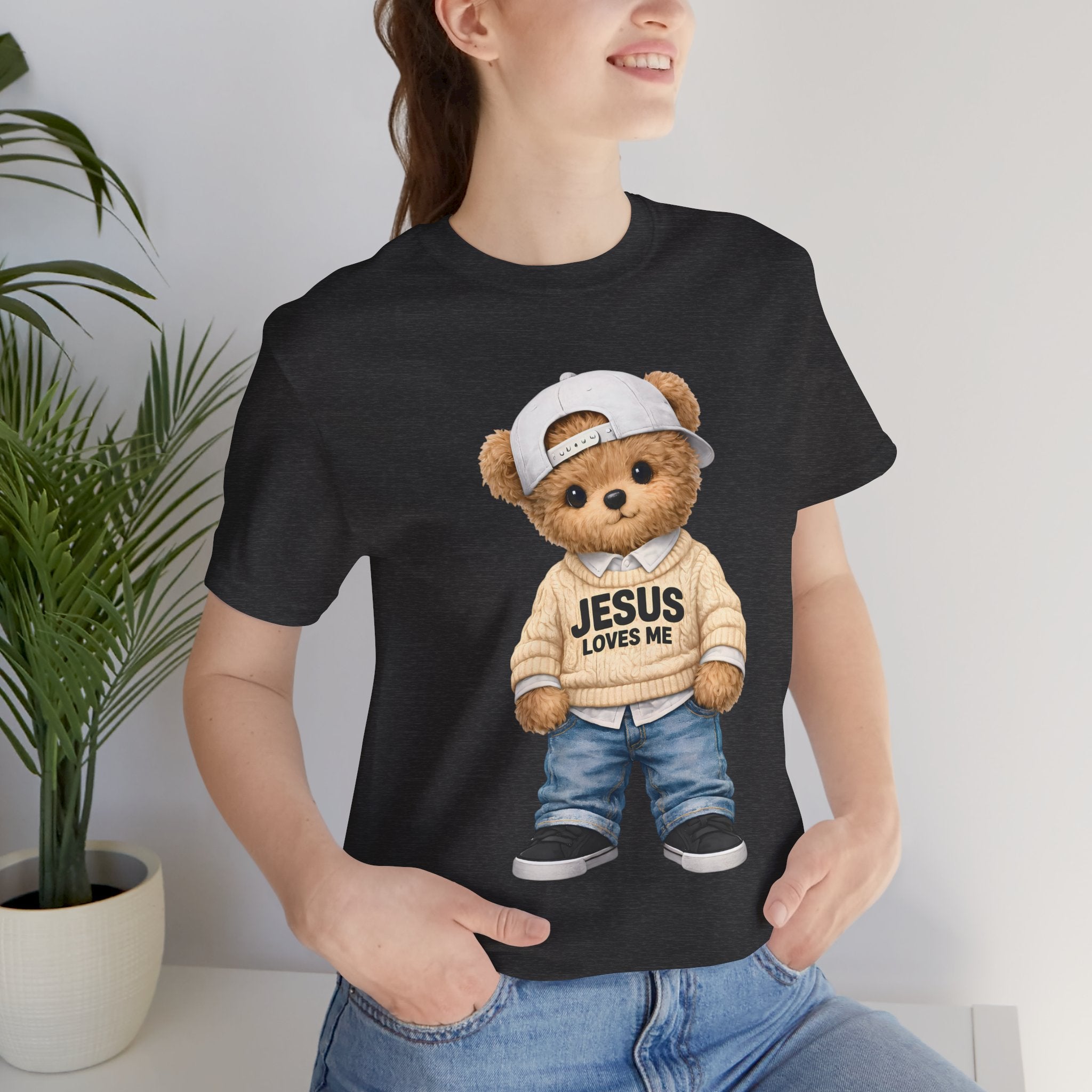 T-Shirt — Cute Teddy 'Jesus Loves Me' Graphic Tee
