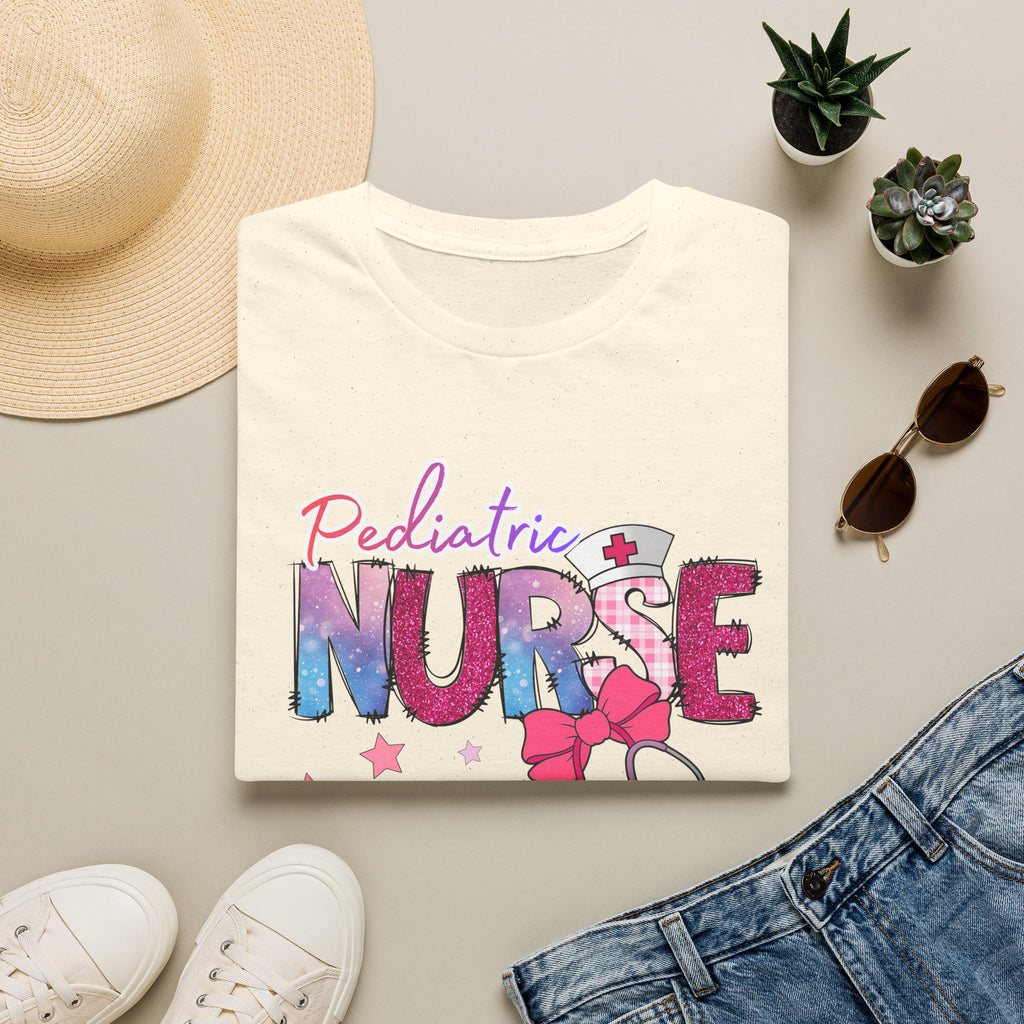 Pediatric Nurse T-Shirt — Cute Pastel Stethoscope & Bow Design