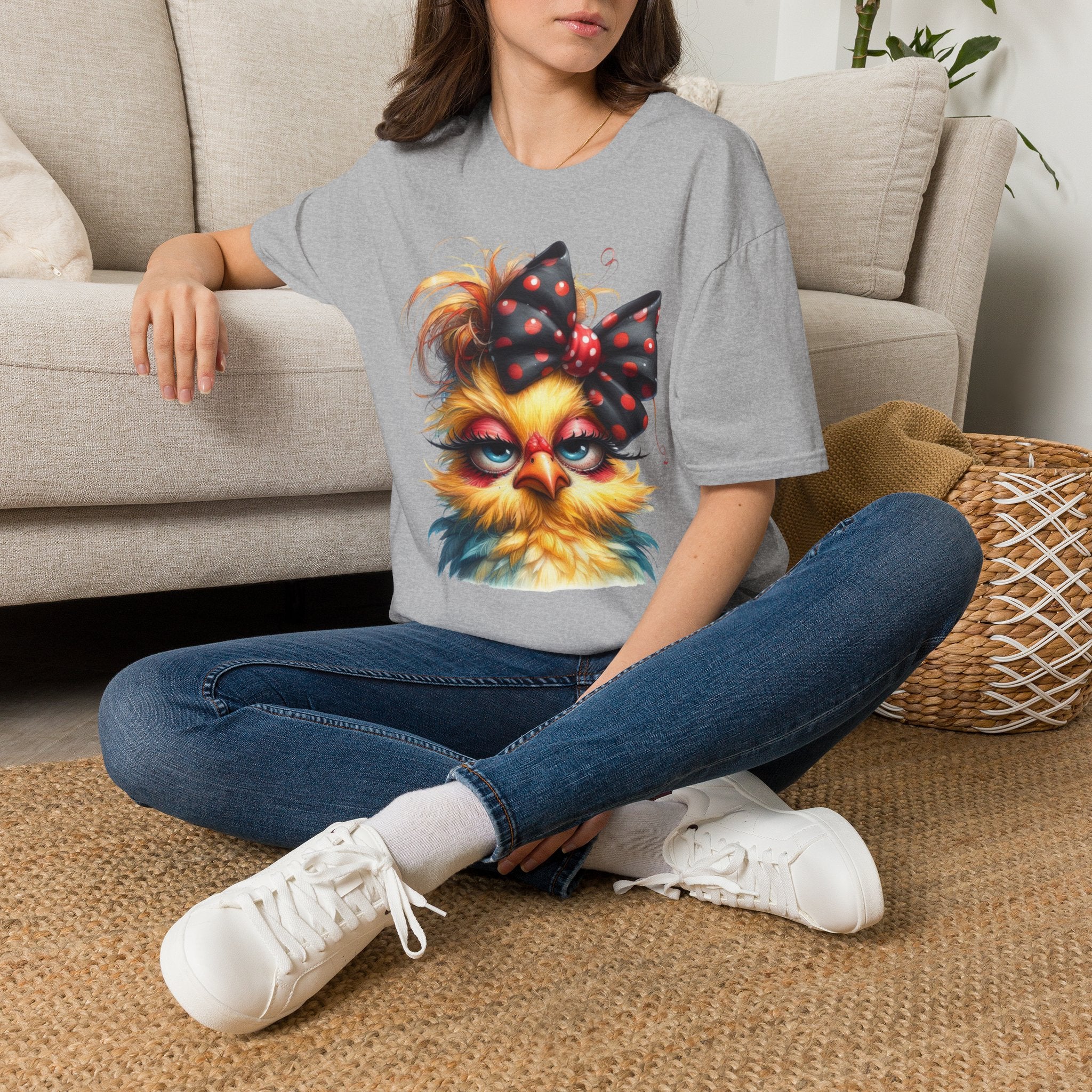 Cute Fluffy Kitty T-Shirt — Retro Polka Dot Bow Cat Graphic Tee