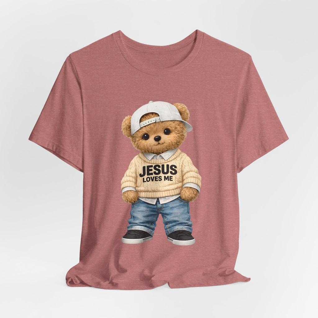 T-Shirt — Cute Teddy 'Jesus Loves Me' Graphic Tee