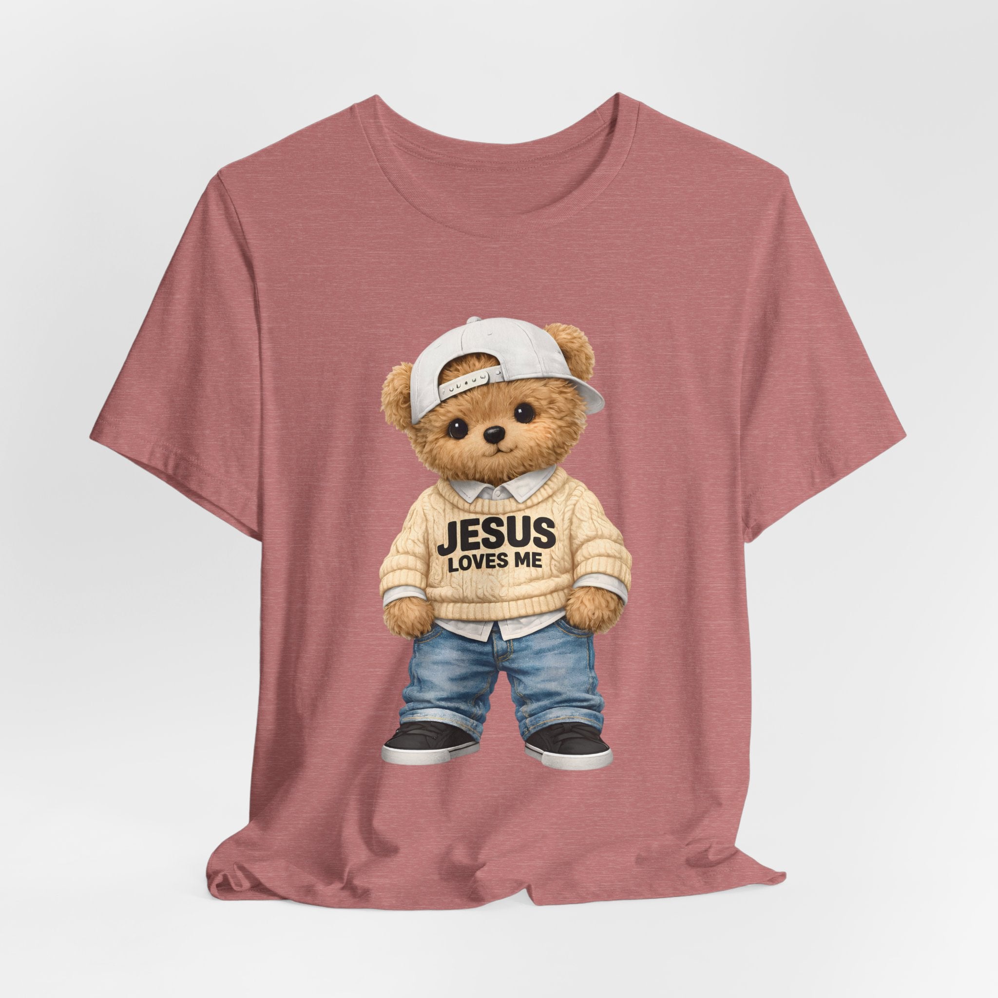 T-Shirt — Cute Teddy 'Jesus Loves Me' Graphic Tee