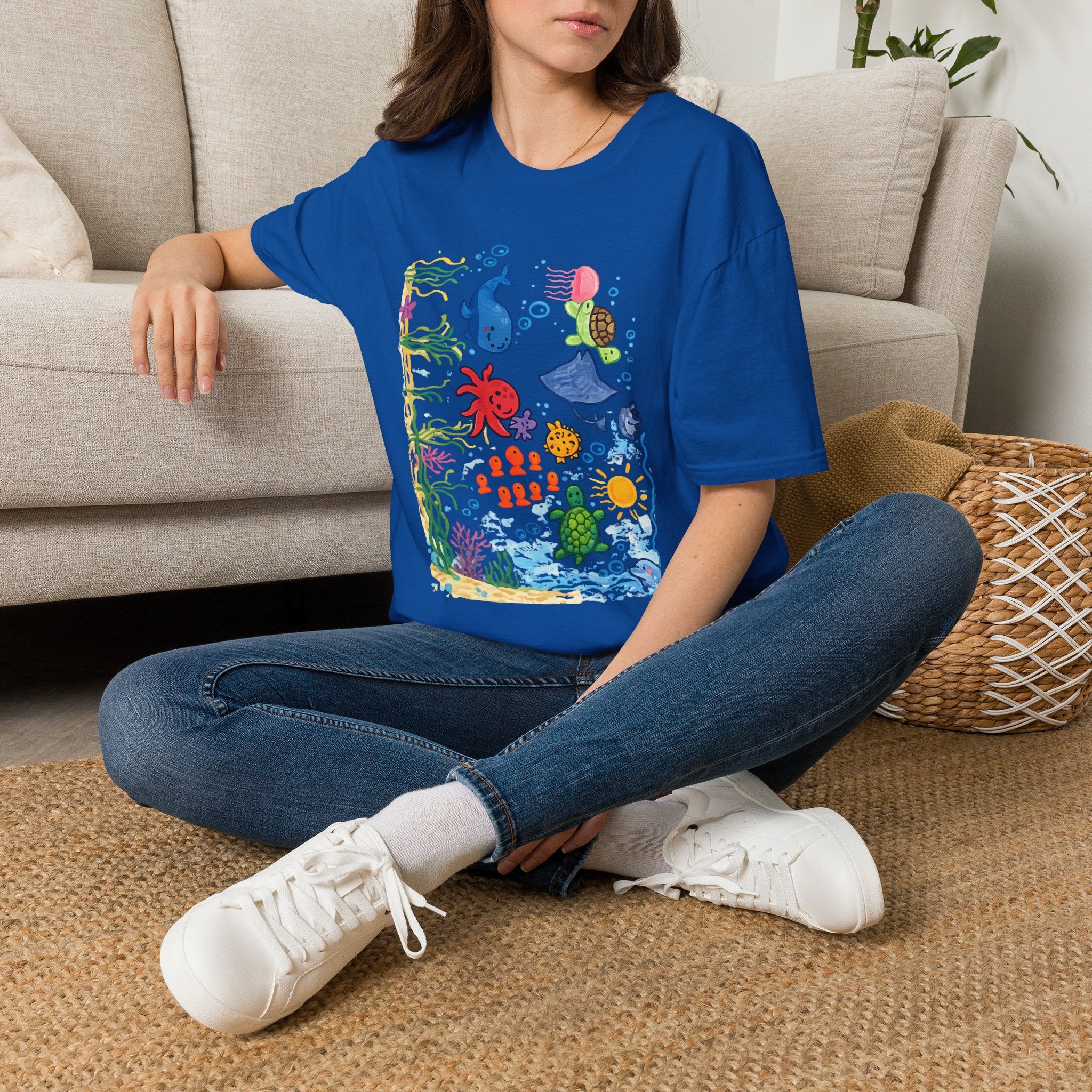 Ocean Vibes Graphic Tee, Sea Creature Art Shirt, Coastal Beach Aesthetic T-Shirt