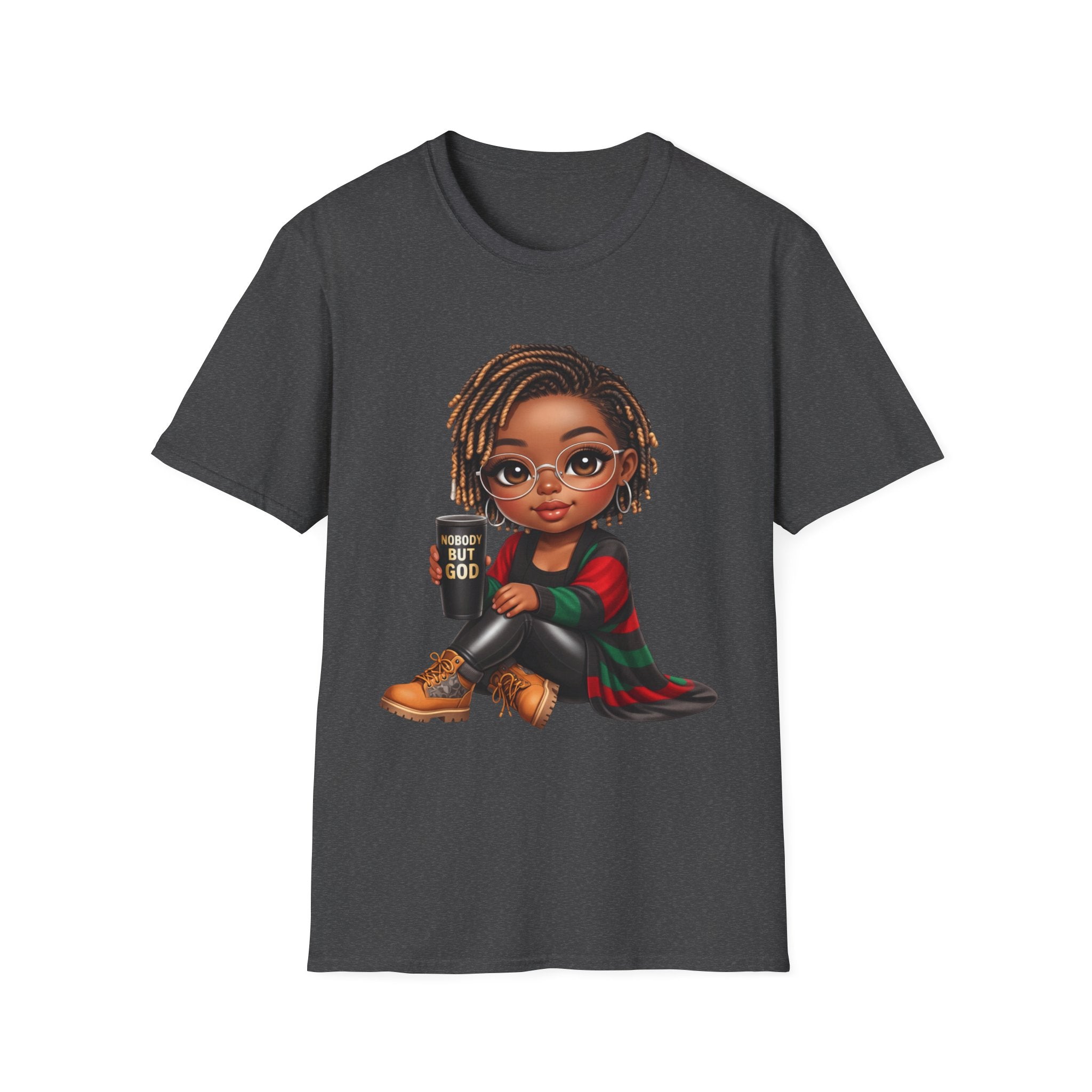 Faith Christian T-Shirt Nobody But God Afro Girl Graphic Tee Inspirational Streetwear