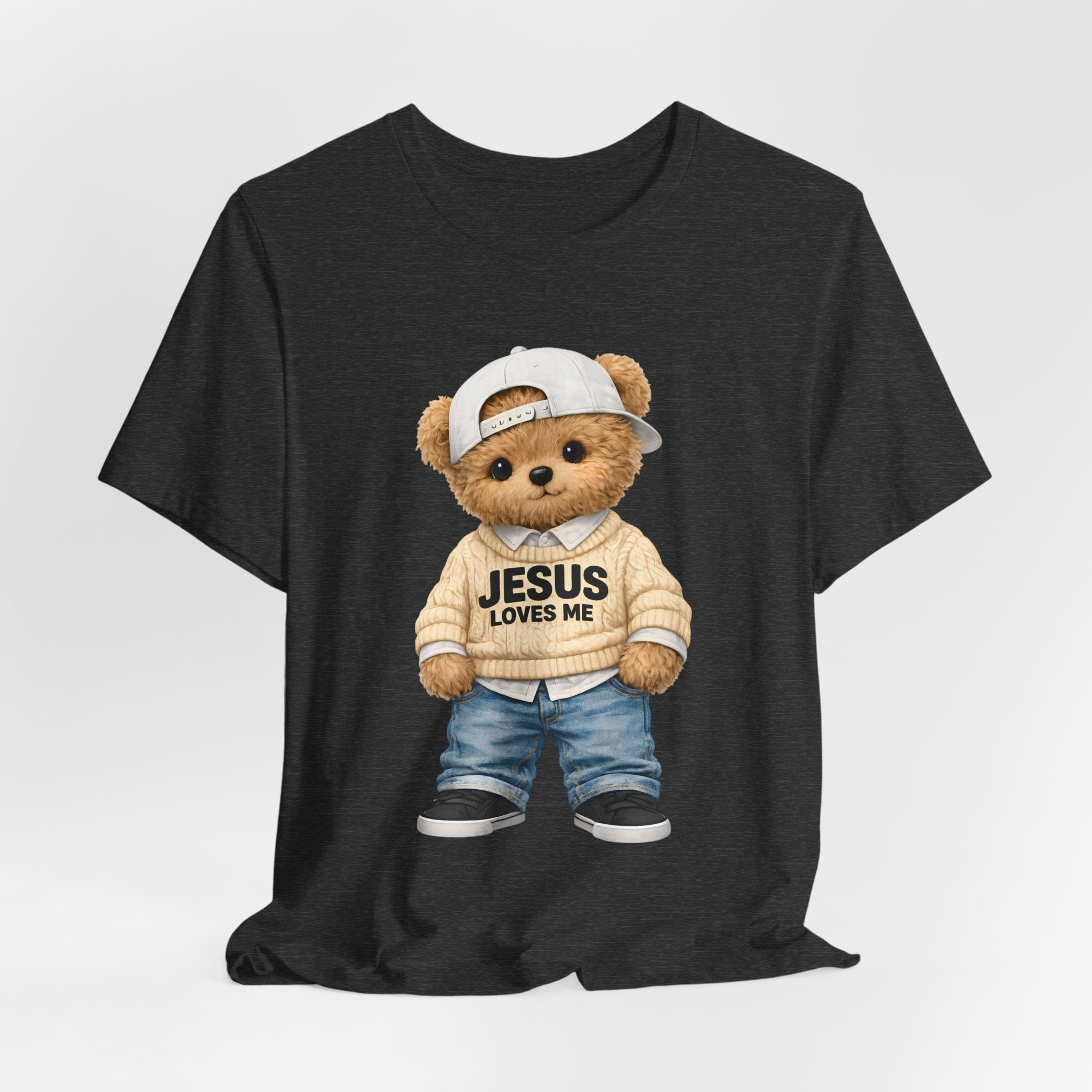 T-Shirt — Cute Teddy 'Jesus Loves Me' Graphic Tee