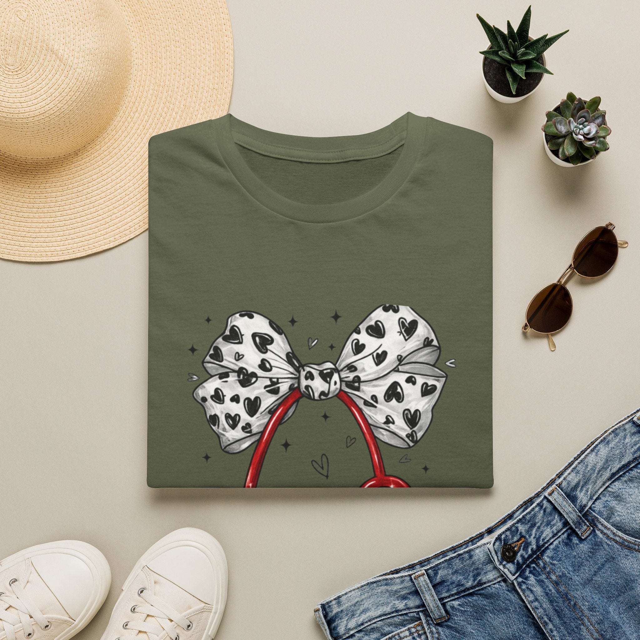 Nurse Stethoscope Tee with Heart Bow — Cute Medical Gift for Nurses