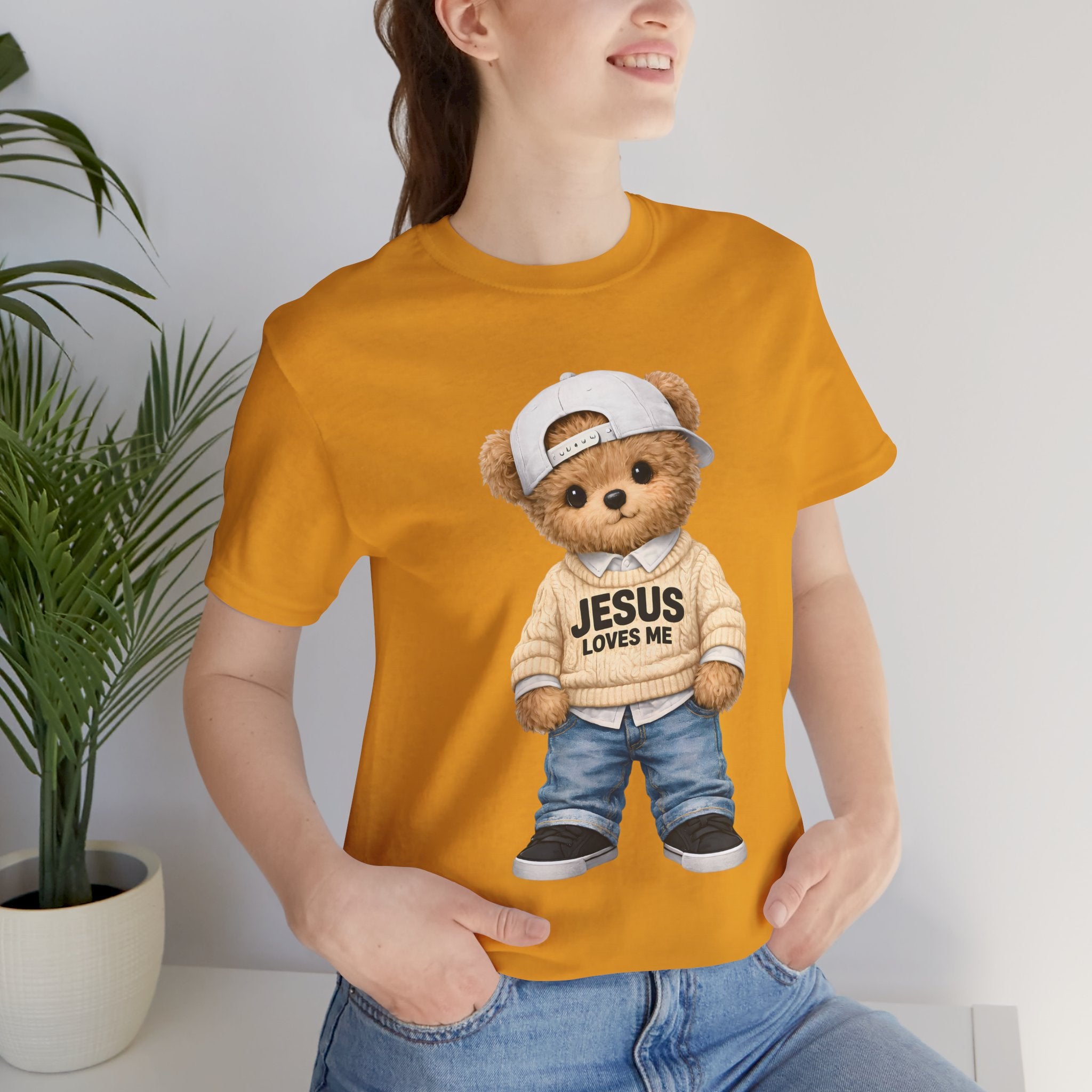 T-Shirt — Cute Teddy 'Jesus Loves Me' Graphic Tee