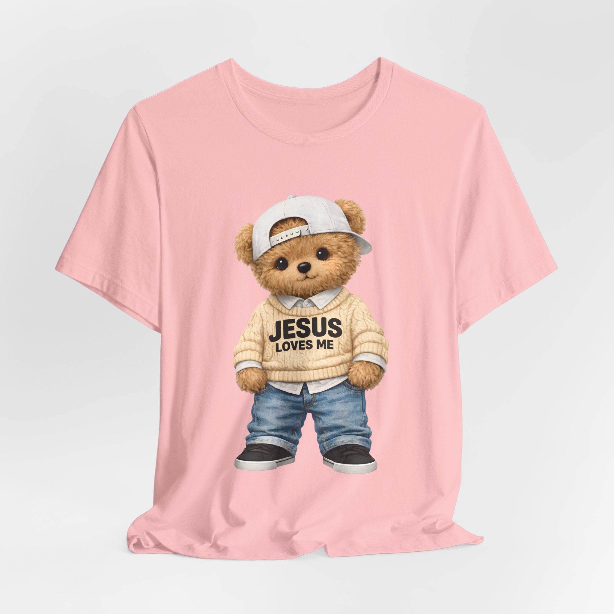 T-Shirt — Cute Teddy 'Jesus Loves Me' Graphic Tee