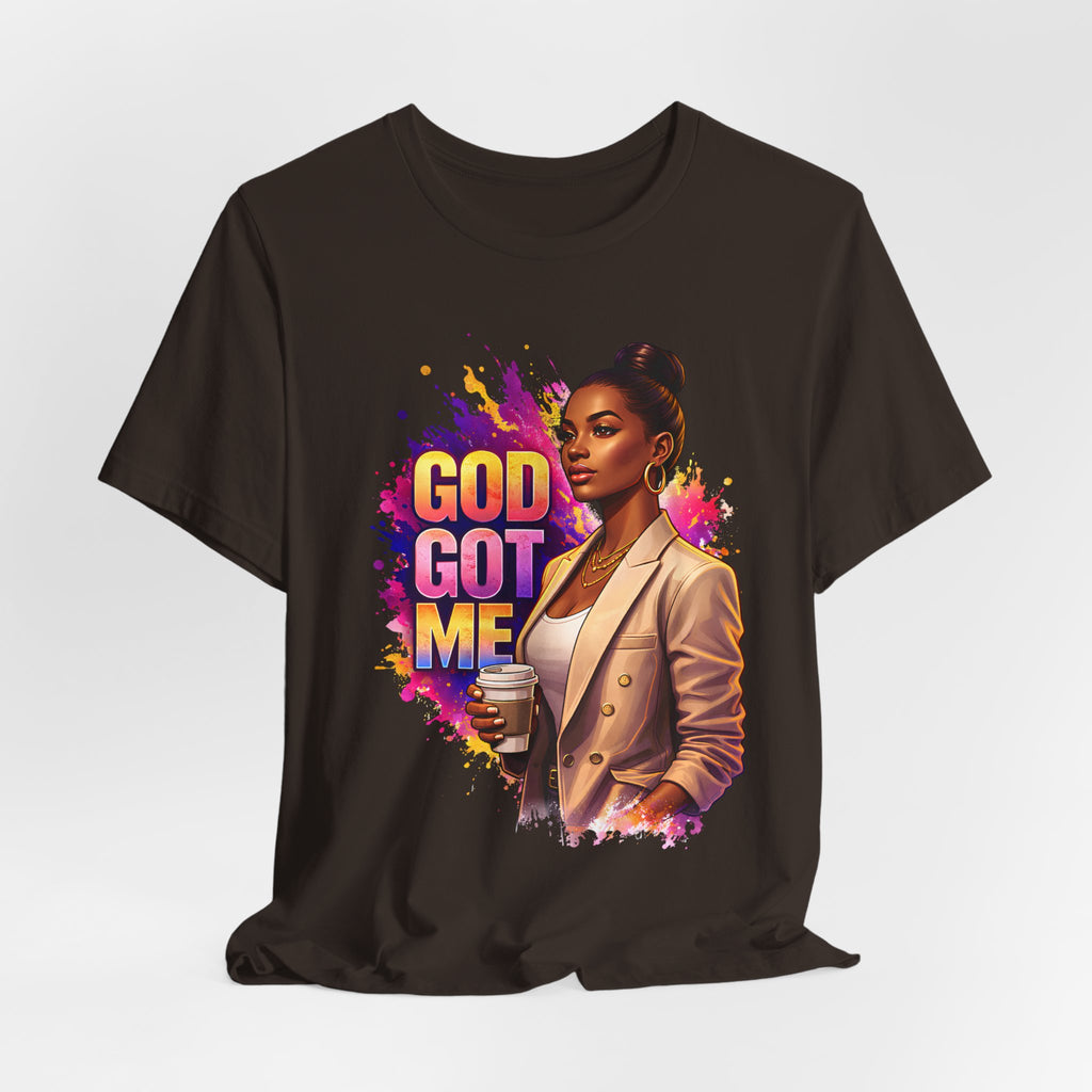 God Got Me T-Shirt — Inspirational Faith Tee with Stylish Woman Graphic