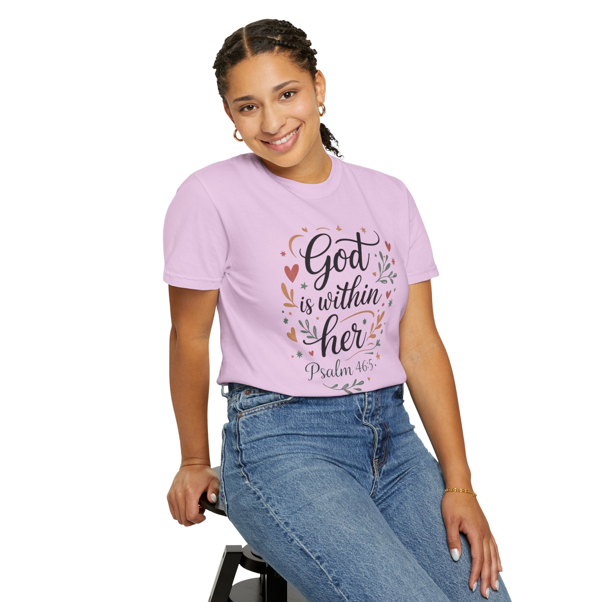 God Is Within Her Psalm 46:5 Floral T-Shirt