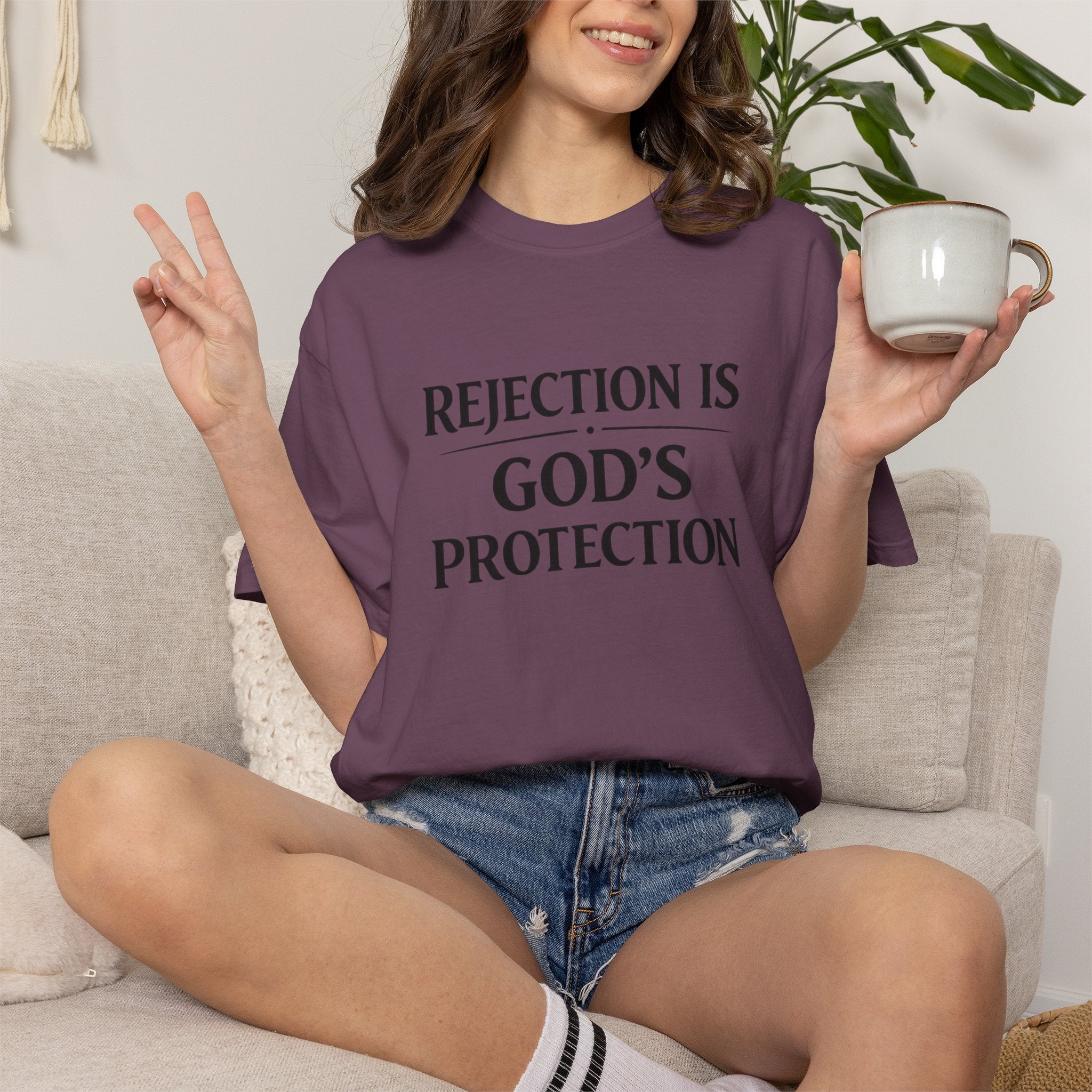 Christian Message T-Shirt — "Rejection Is God's Protection"