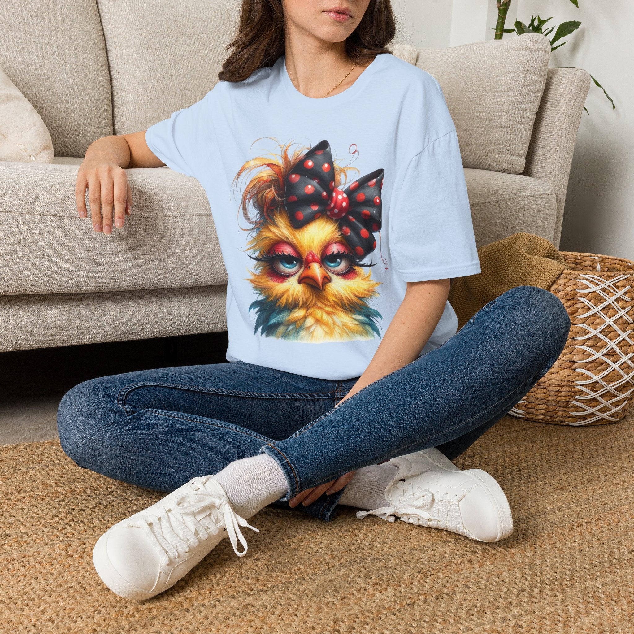 Cute Fluffy Kitty T-Shirt — Retro Polka Dot Bow Cat Graphic Tee