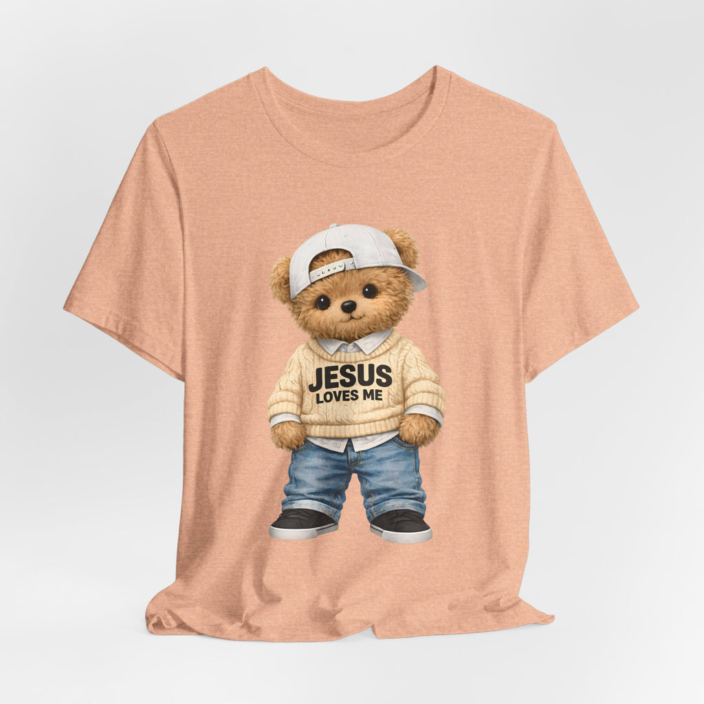 T-Shirt — Cute Teddy 'Jesus Loves Me' Graphic Tee