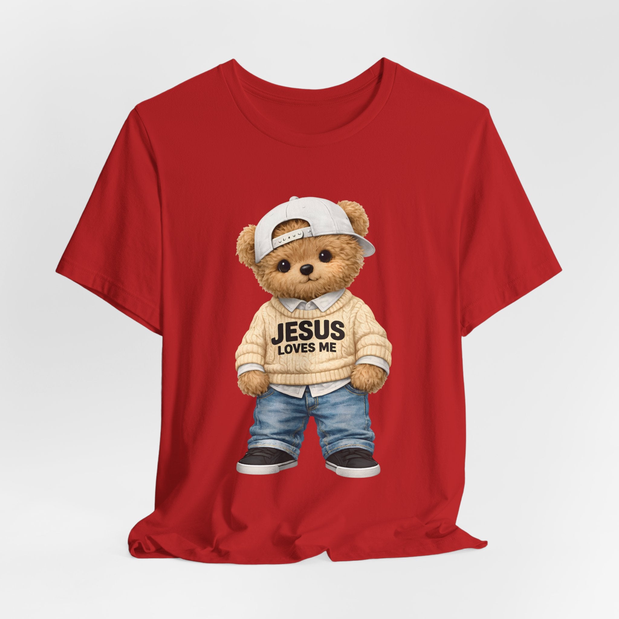 T-Shirt — Cute Teddy 'Jesus Loves Me' Graphic Tee