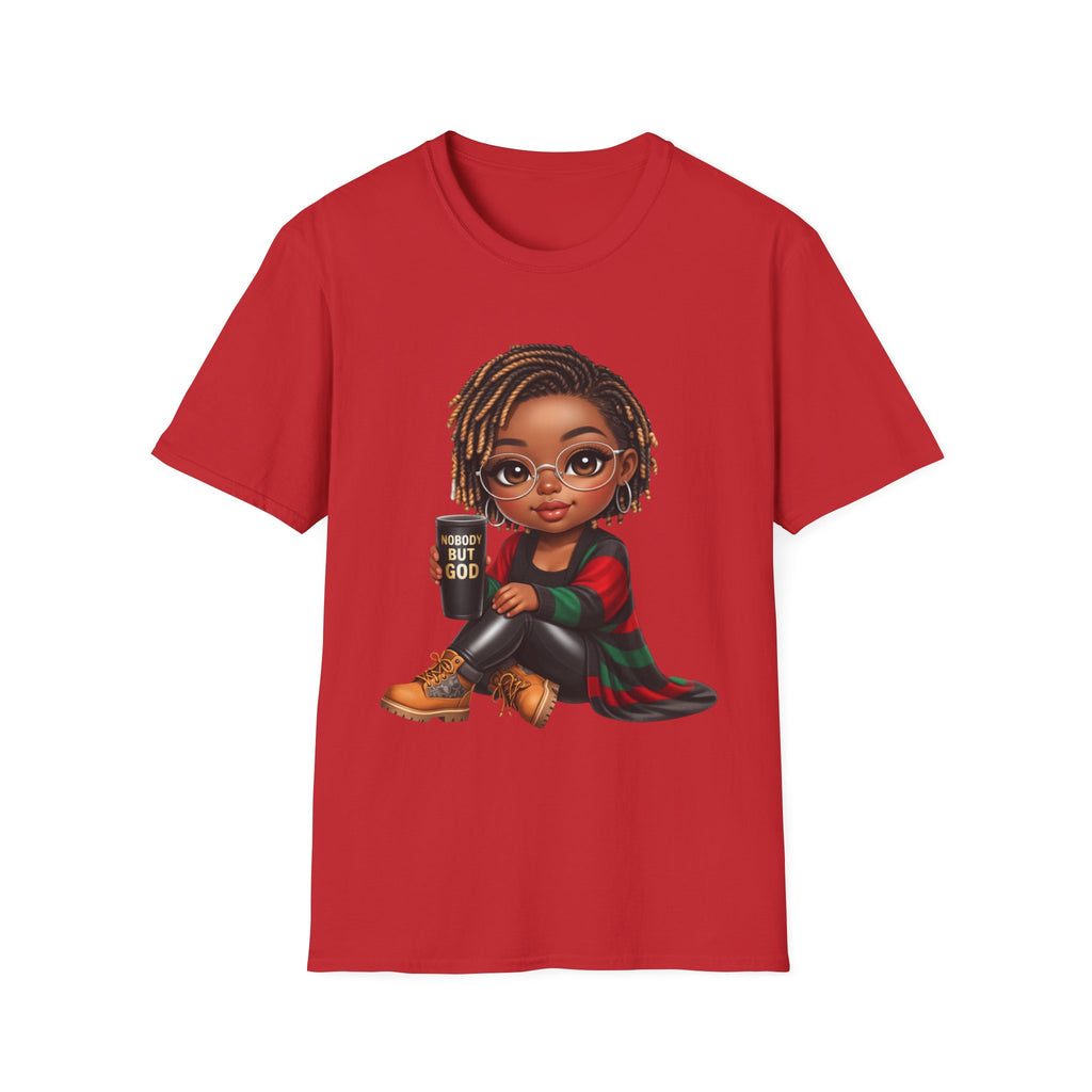 Faith Christian T-Shirt Nobody But God Afro Girl Graphic Tee Inspirational Streetwear