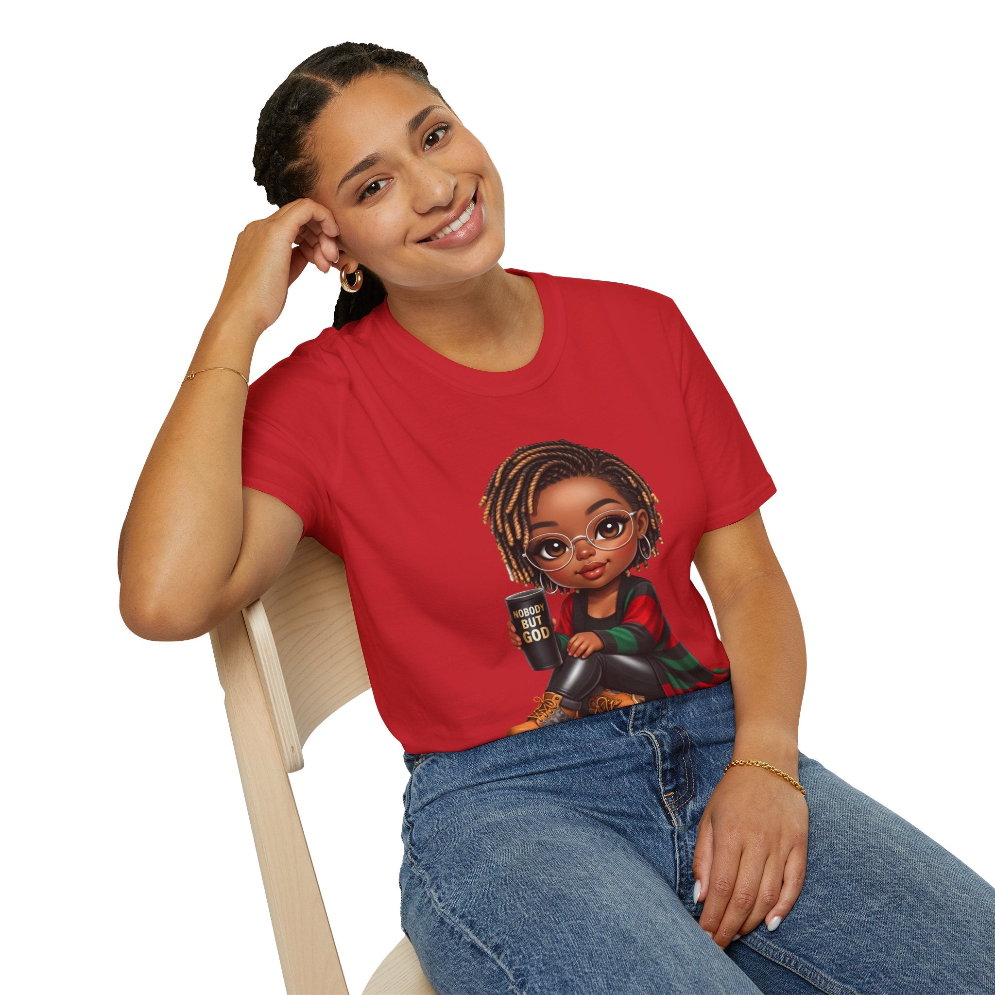 Faith Christian T-Shirt Nobody But God Afro Girl Graphic Tee Inspirational Streetwear