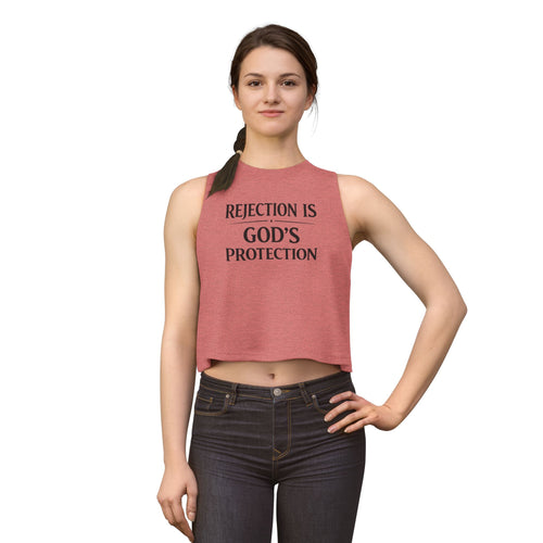 Christian Crop Top "Rejection Is God's Protection" – Inspirational Faith Apparel