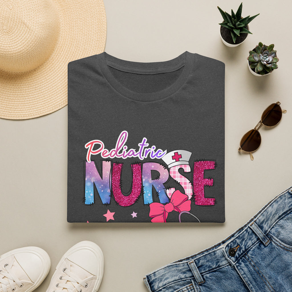 Pediatric Nurse T-Shirt — Cute Pastel Stethoscope & Bow Design