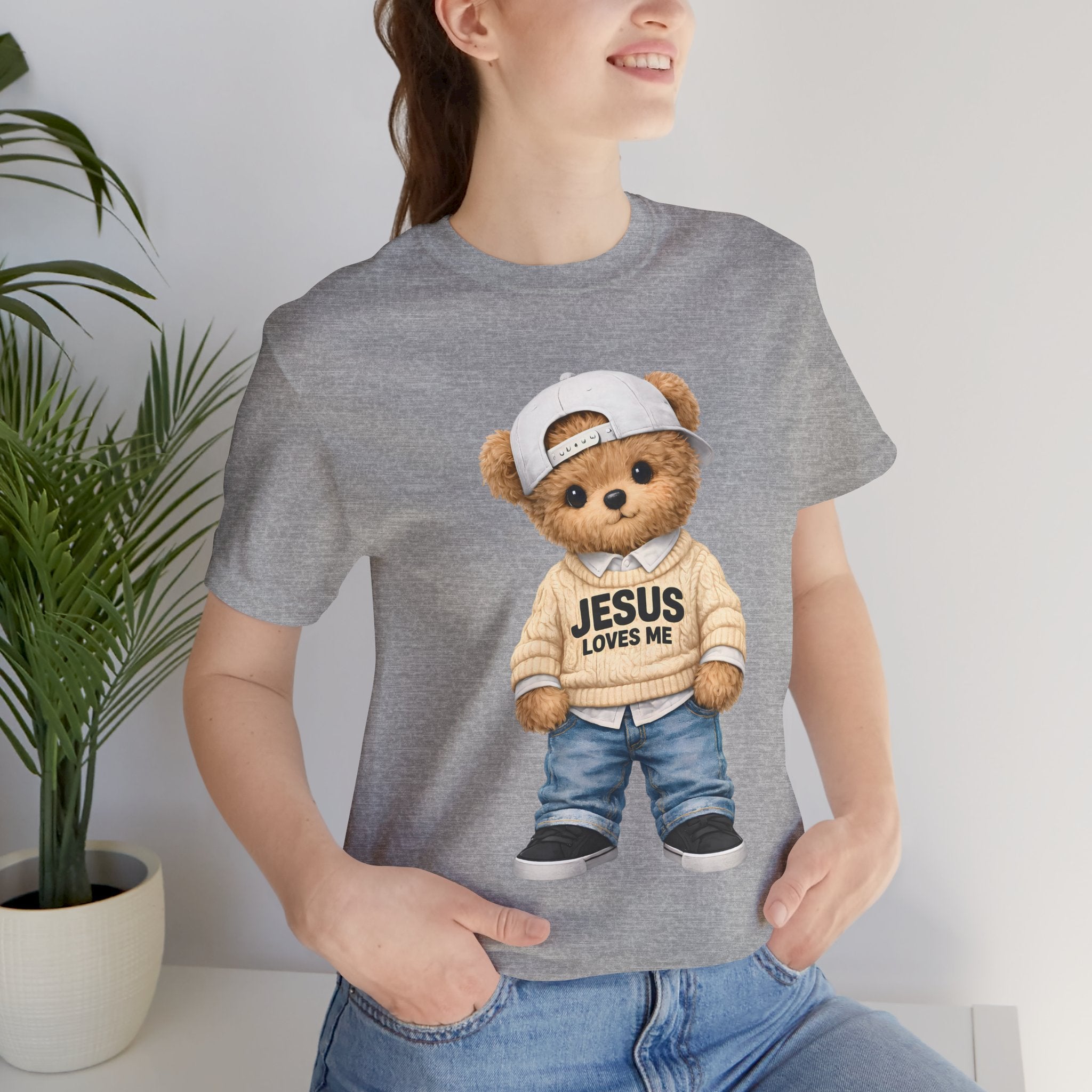 T-Shirt — Cute Teddy 'Jesus Loves Me' Graphic Tee