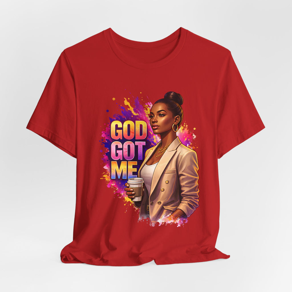God Got Me T-Shirt — Inspirational Faith Tee with Stylish Woman Graphic