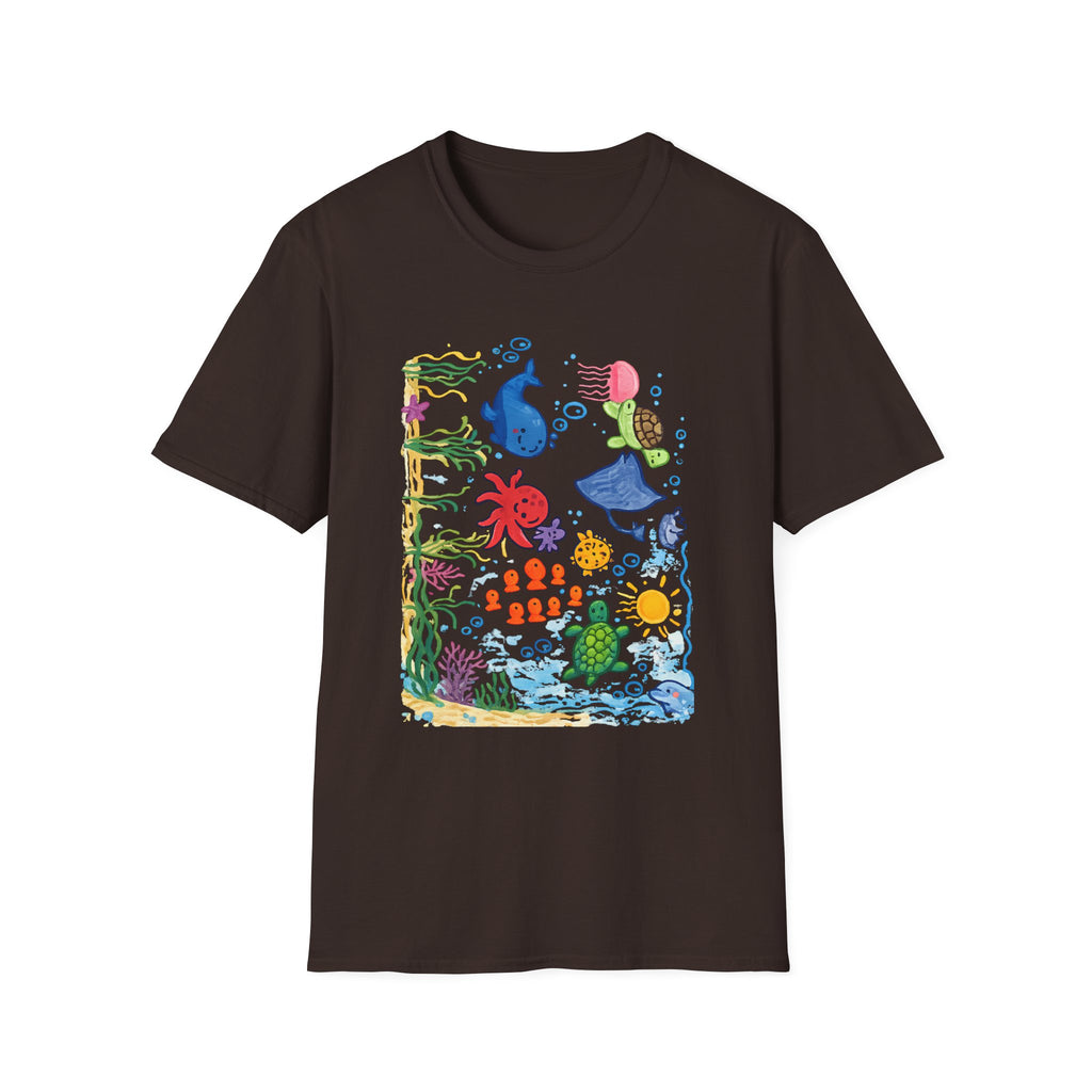 Ocean Vibes Graphic Tee, Sea Creature Art Shirt, Coastal Beach Aesthetic T-Shirt