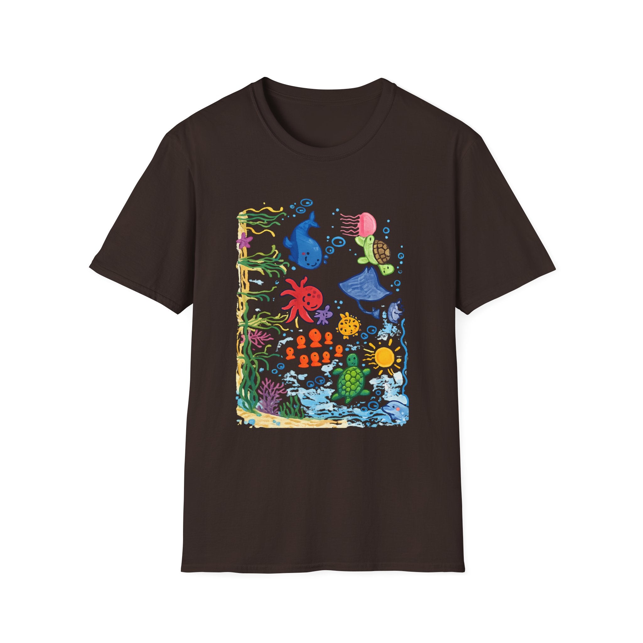 Ocean Vibes Graphic Tee, Sea Creature Art Shirt, Coastal Beach Aesthetic T-Shirt