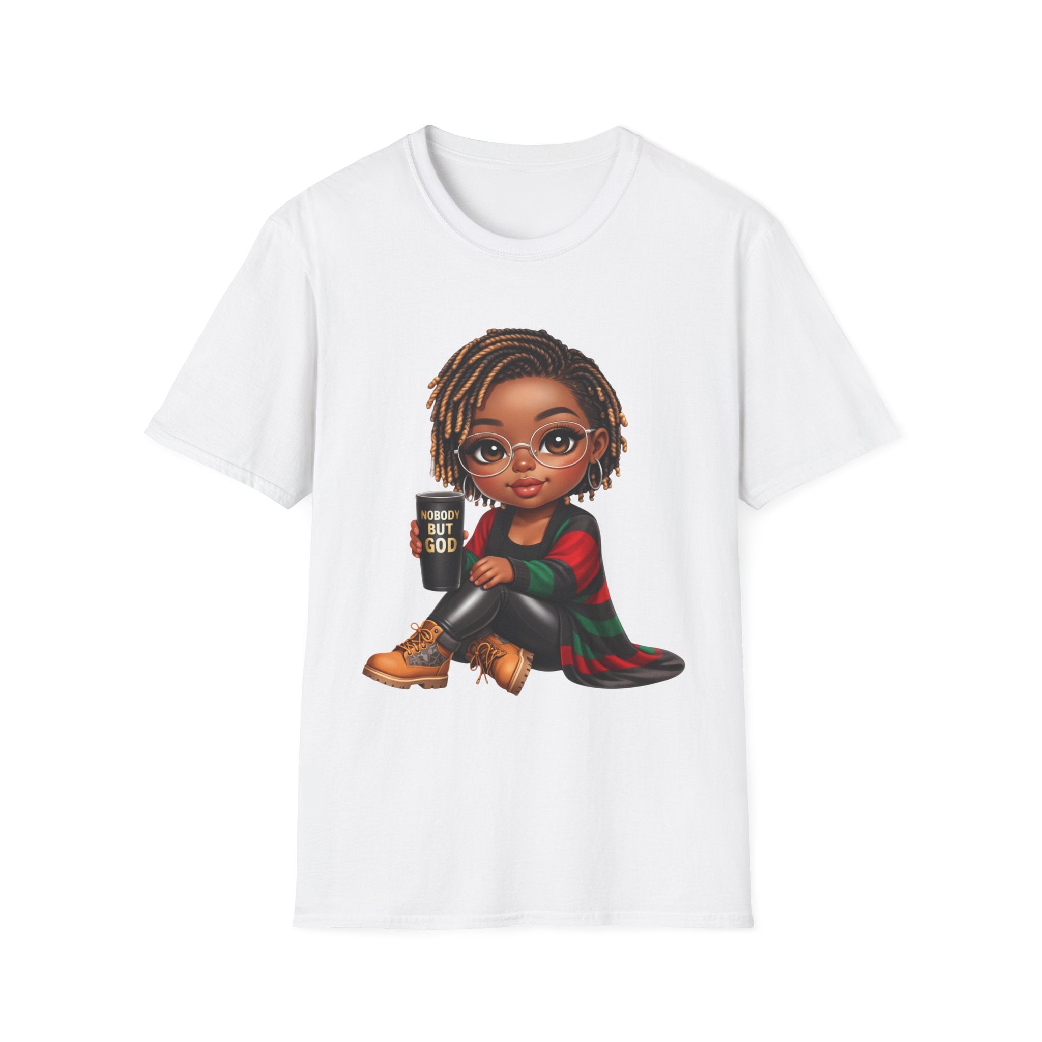 Faith Christian T-Shirt Nobody But God Afro Girl Graphic Tee Inspirational Streetwear