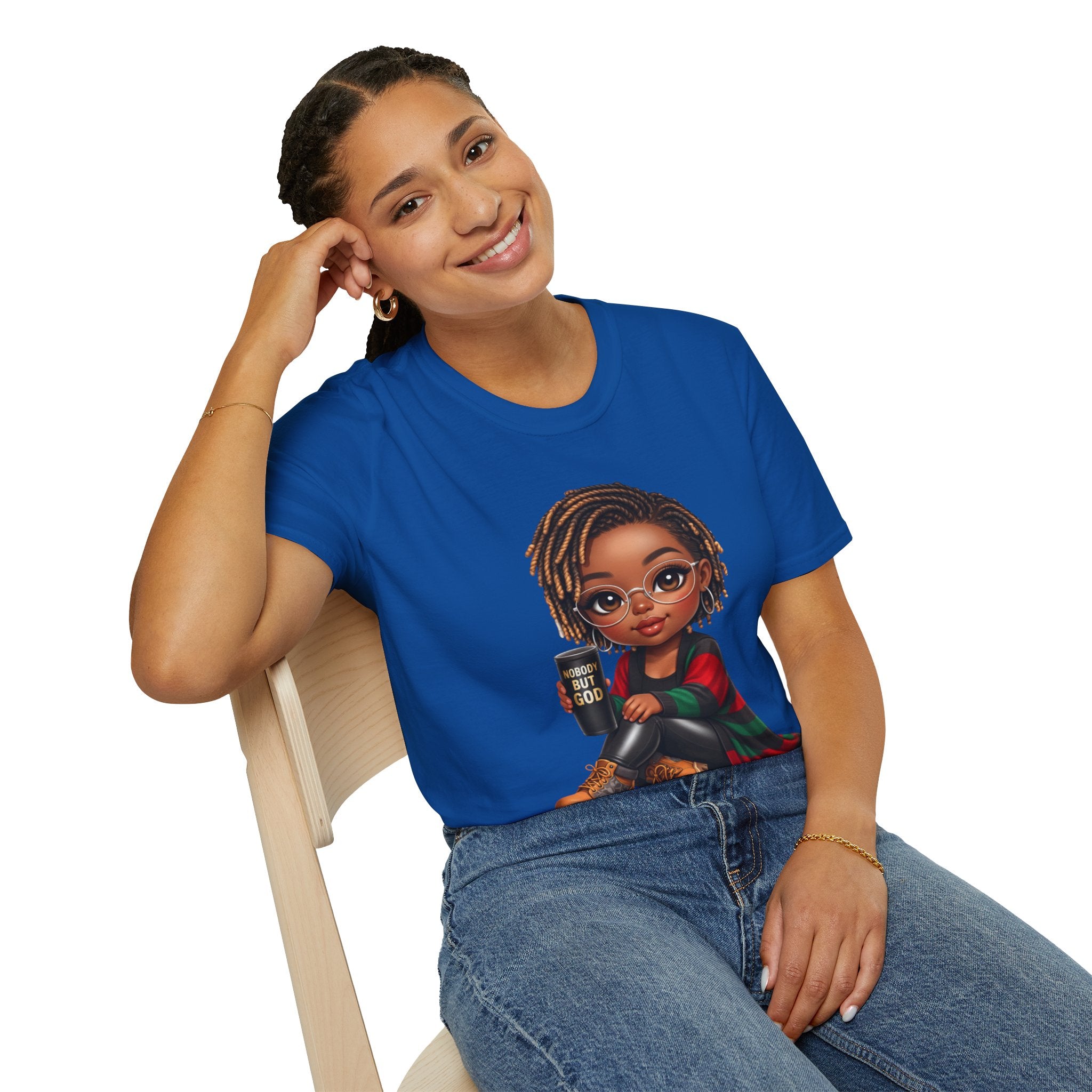 Faith Christian T-Shirt Nobody But God Afro Girl Graphic Tee Inspirational Streetwear