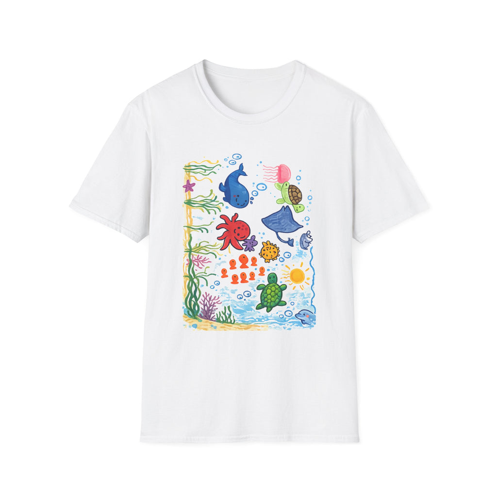 Ocean Vibes Graphic Tee, Sea Creature Art Shirt, Coastal Beach Aesthetic T-Shirt