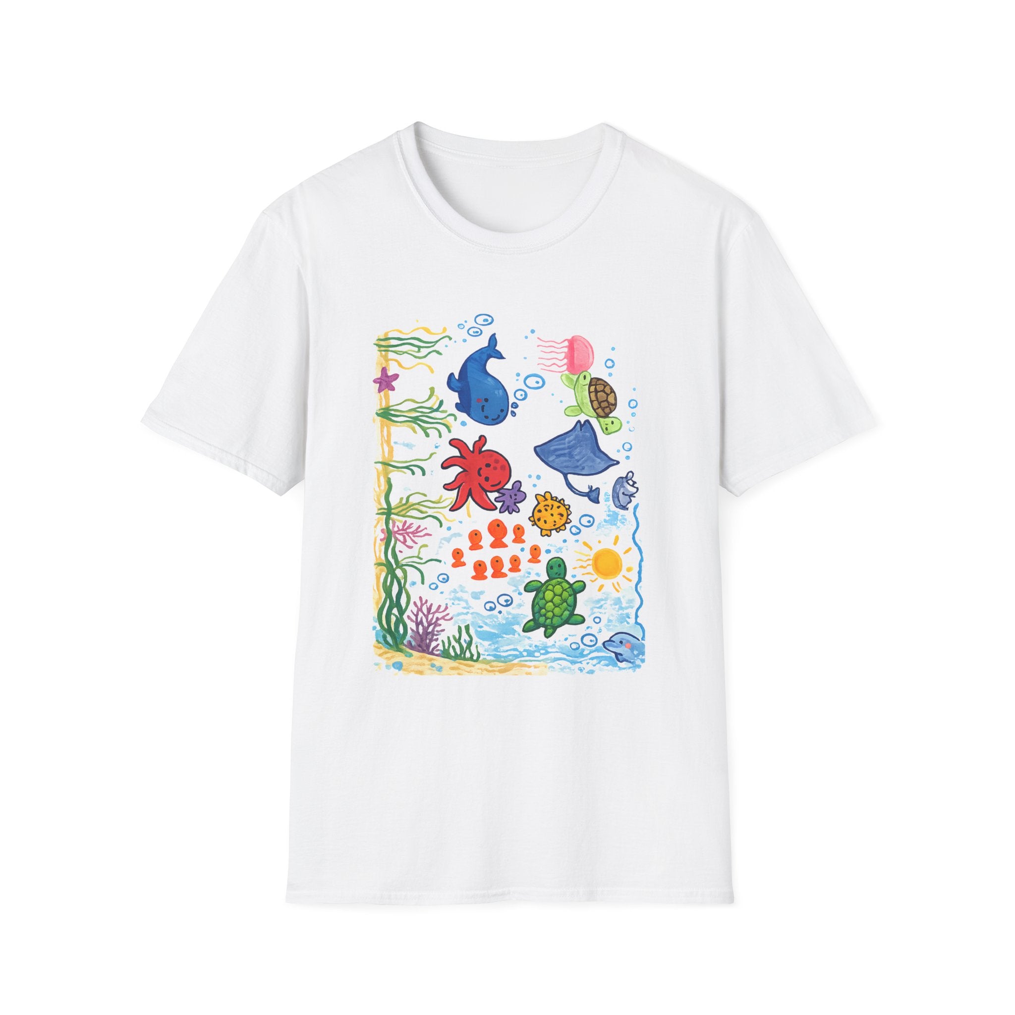 Ocean Vibes Graphic Tee, Sea Creature Art Shirt, Coastal Beach Aesthetic T-Shirt