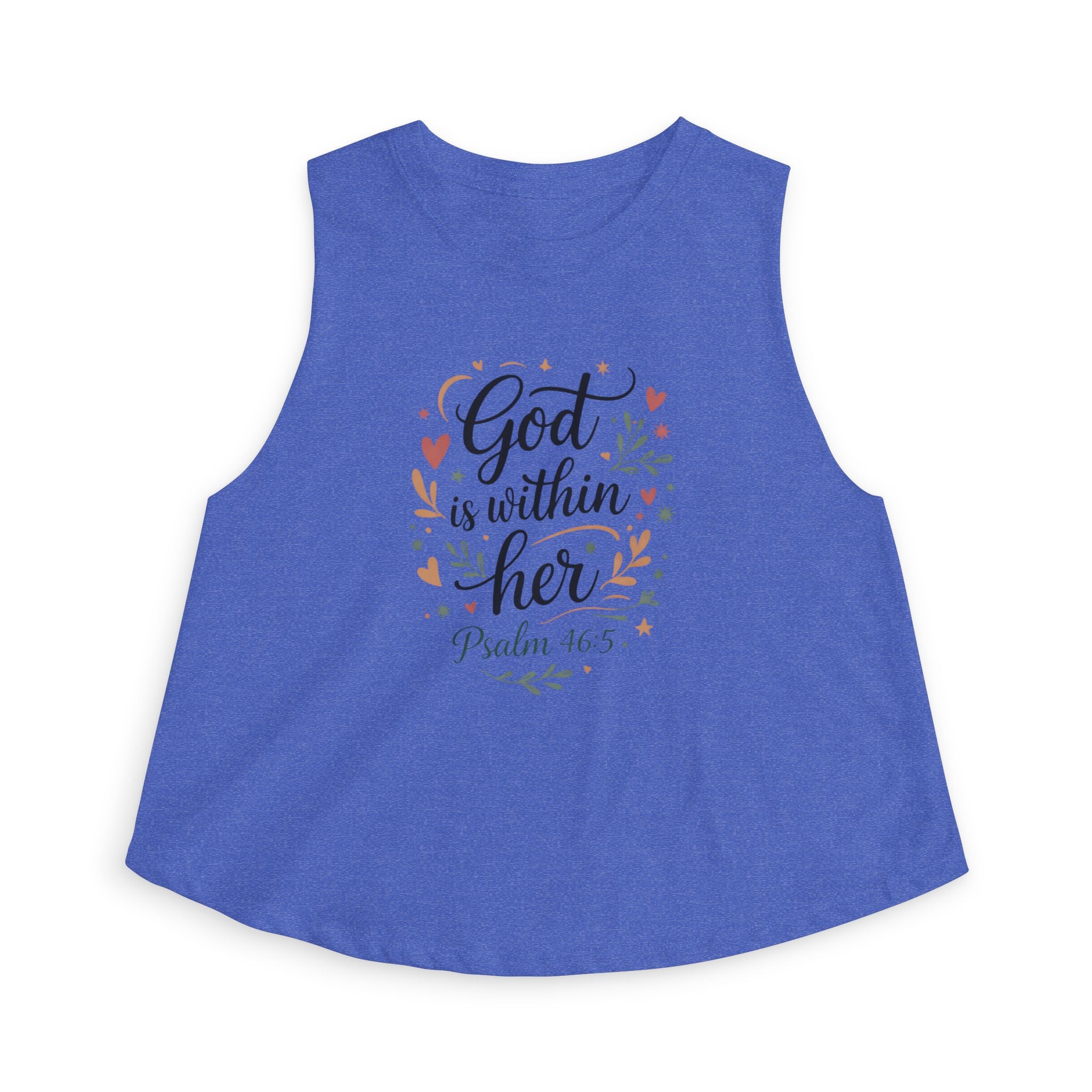 Crop Top — "God Is Within Her" Psalm 46:5 Floral Faith Tank