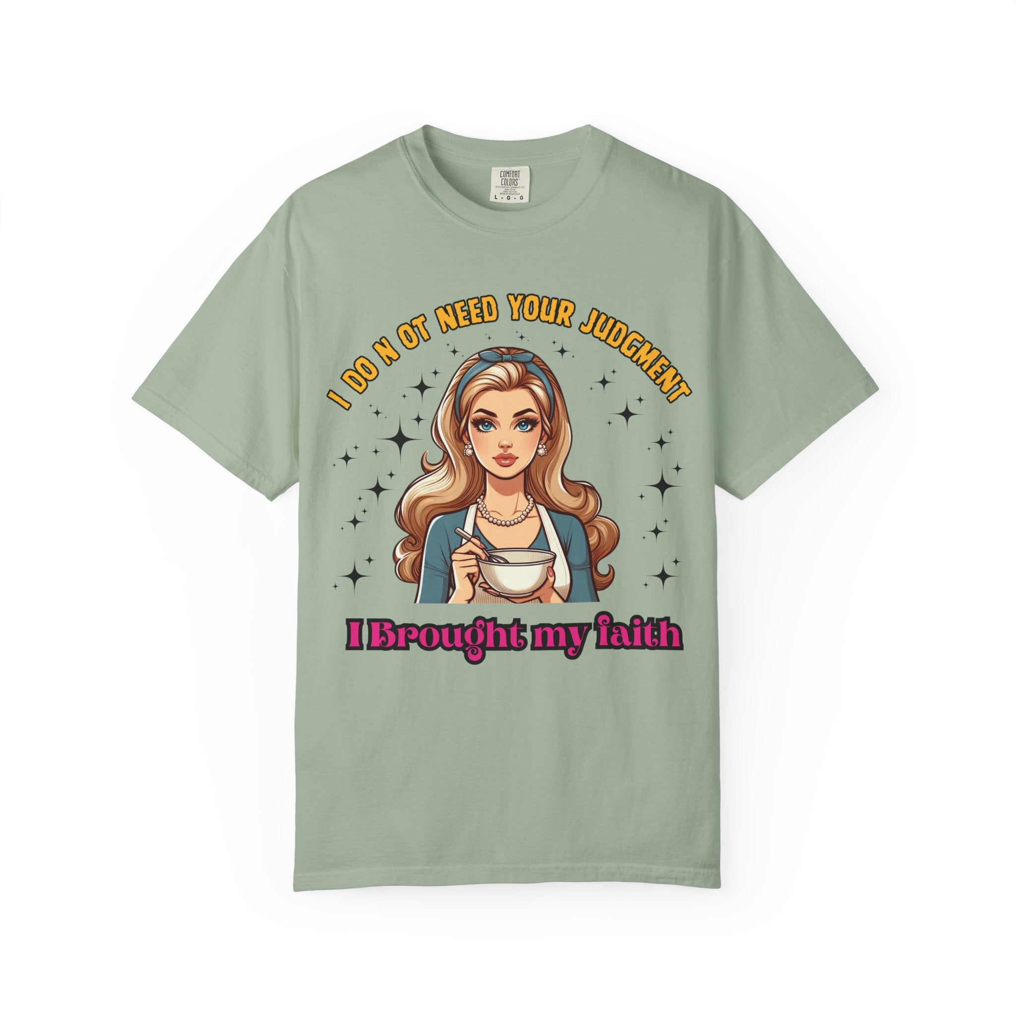 T-Shirt — 'I Don’t Need Your Judgment, I Brought My Faith' Retro Pop Art Graphic Tee