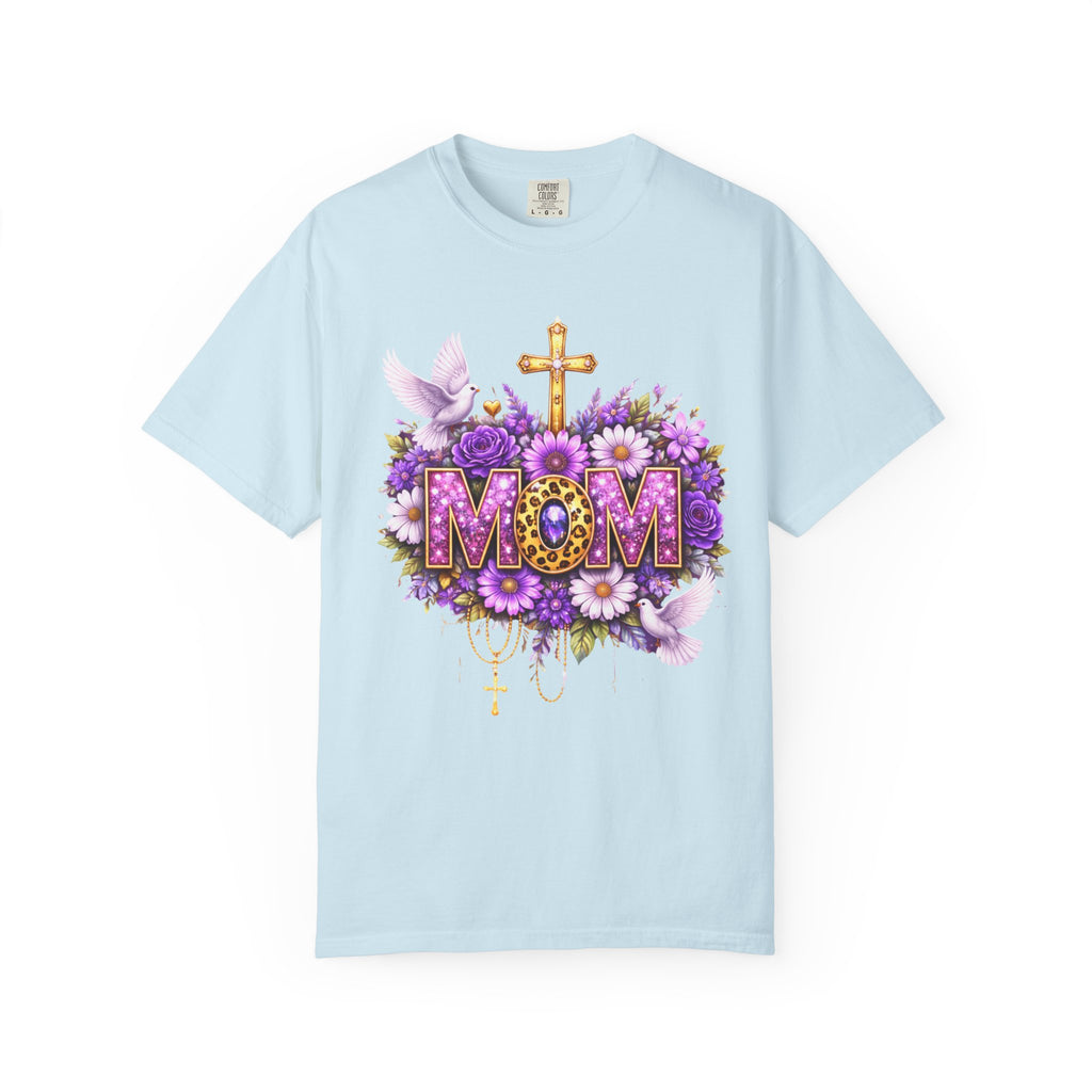 Mom Floral Cross T-Shirt — Purple Daisies & Dove Mother’s Day Tee