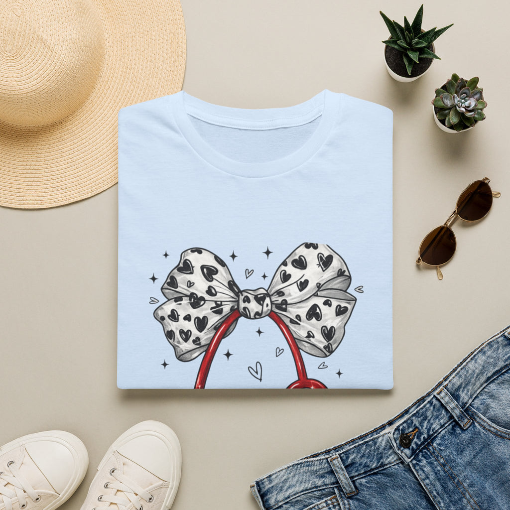 Nurse Stethoscope Tee with Heart Bow — Cute Medical Gift for Nurses