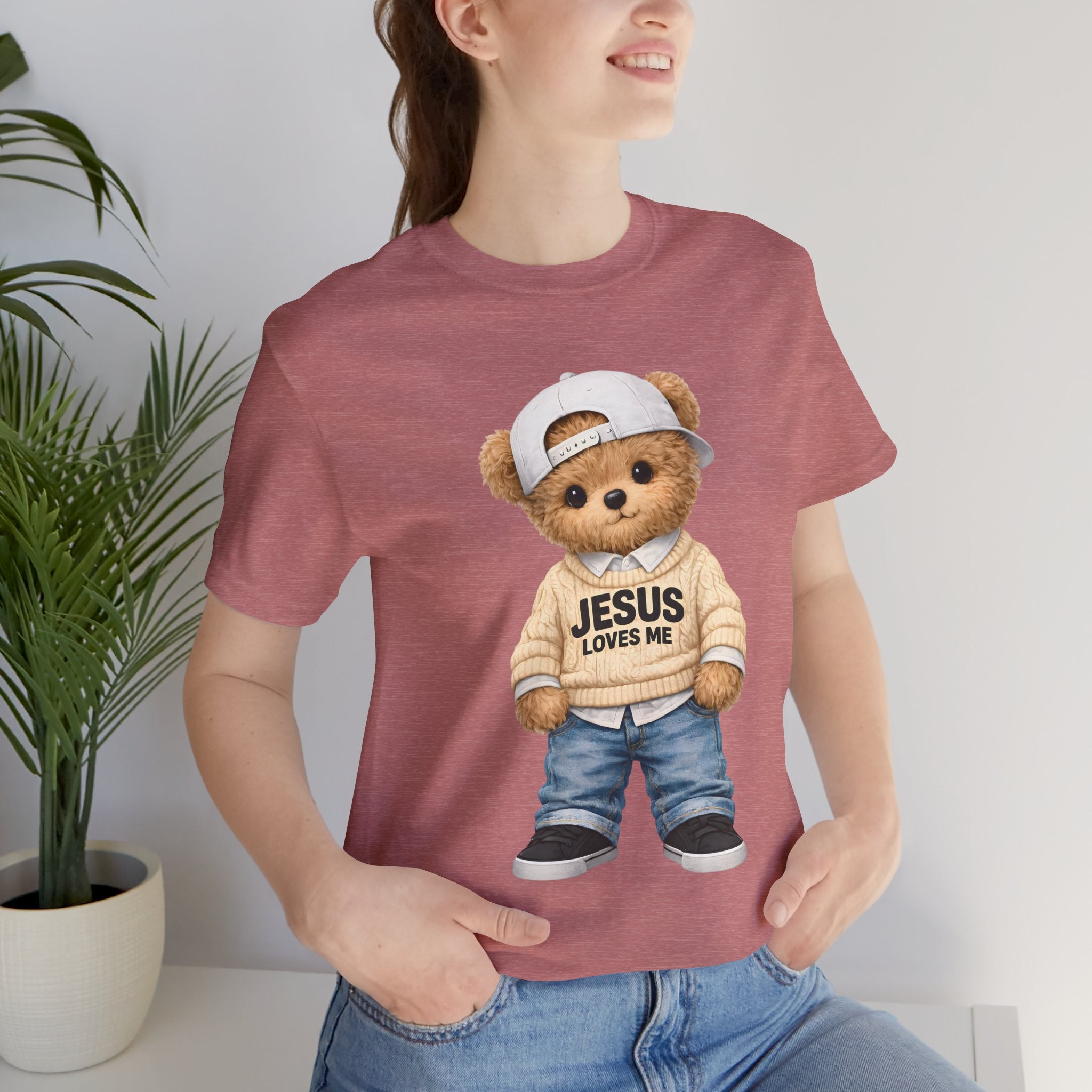 T-Shirt — Cute Teddy 'Jesus Loves Me' Graphic Tee