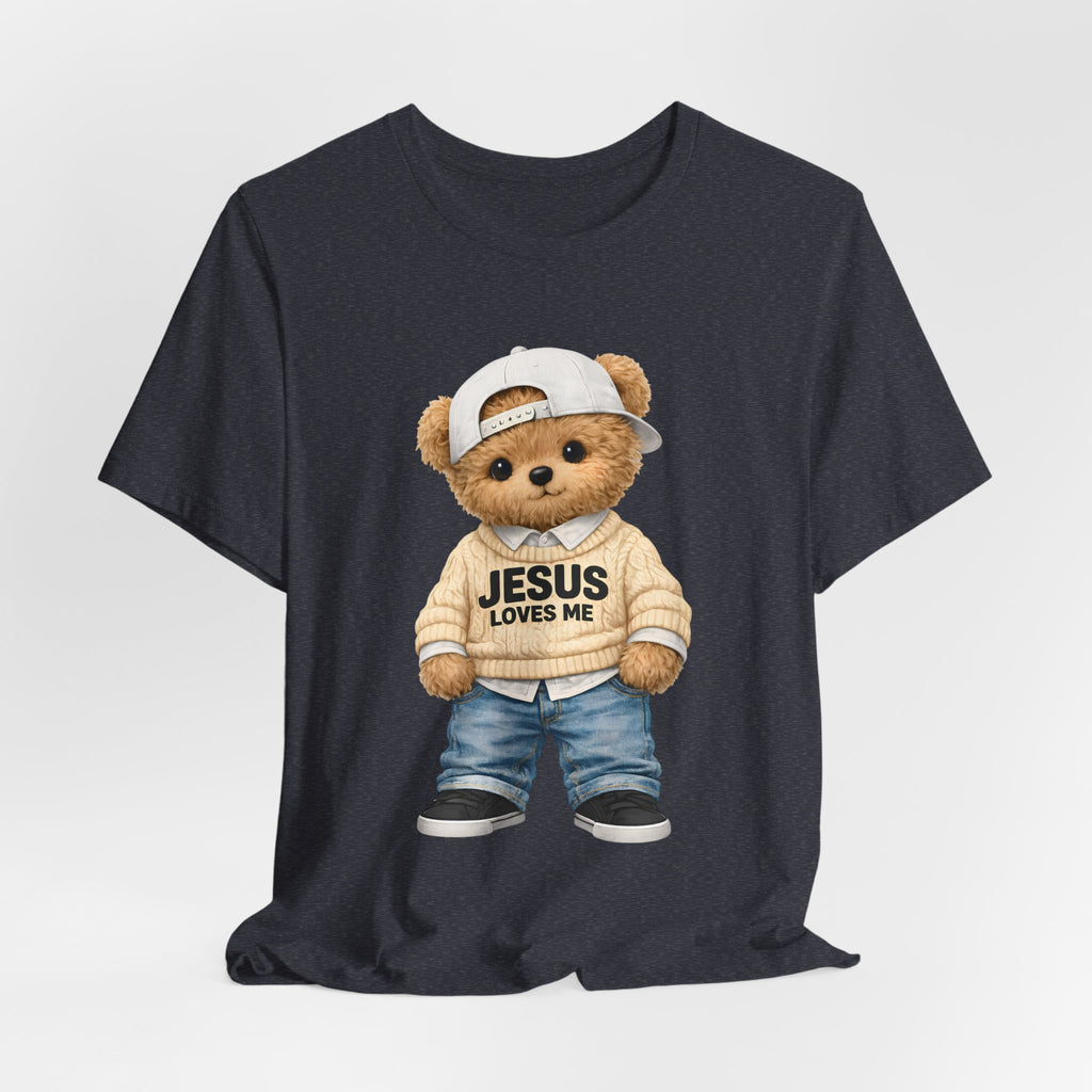 T-Shirt — Cute Teddy 'Jesus Loves Me' Graphic Tee