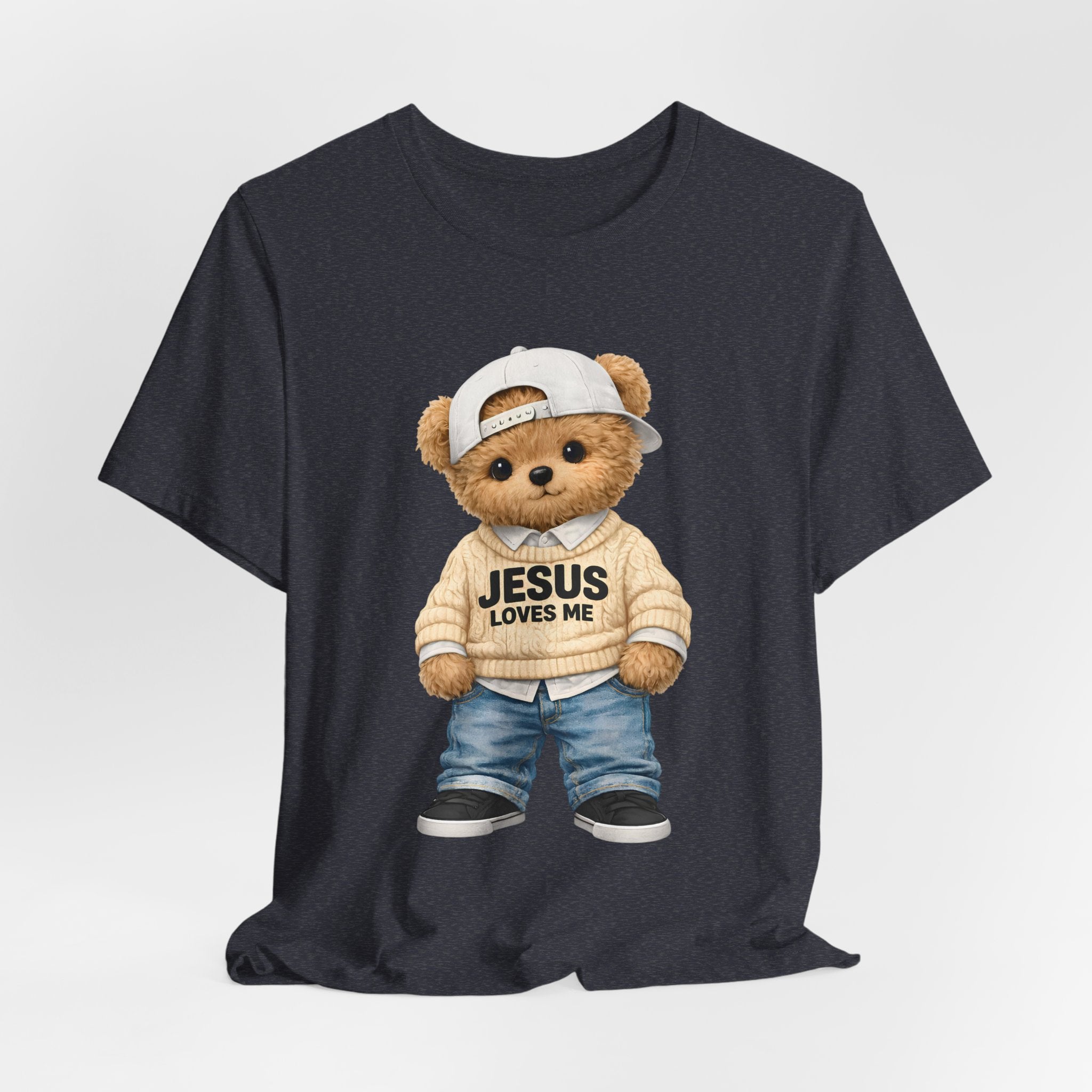 T-Shirt — Cute Teddy 'Jesus Loves Me' Graphic Tee