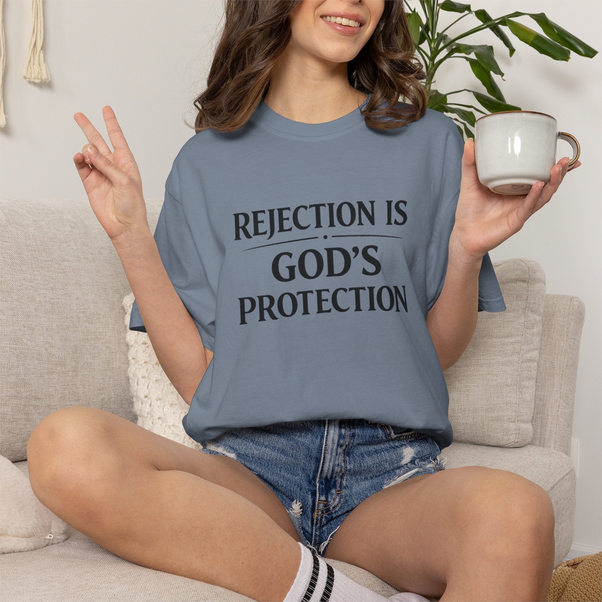 Christian Message T-Shirt — "Rejection Is God's Protection"