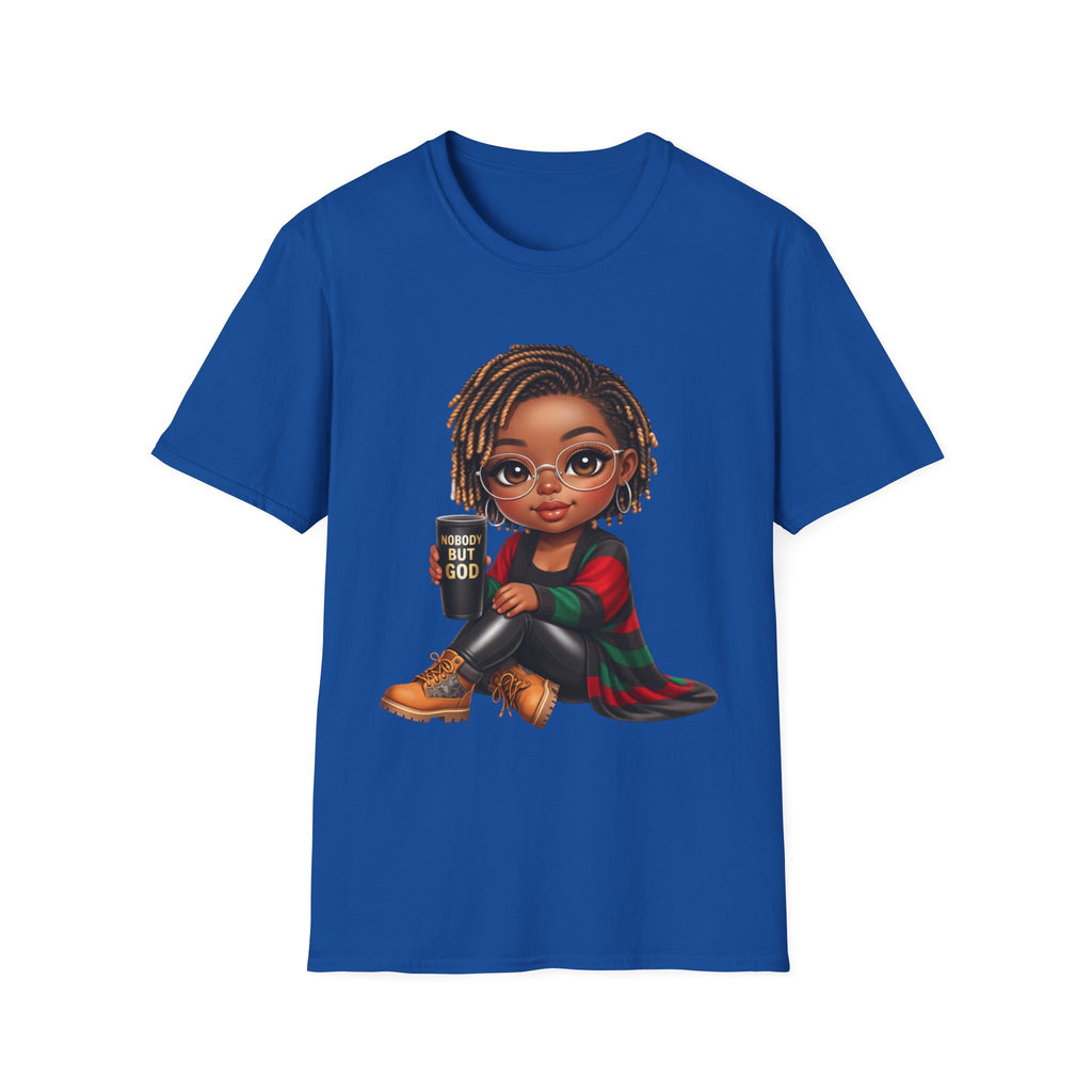 Faith Christian T-Shirt Nobody But God Afro Girl Graphic Tee Inspirational Streetwear