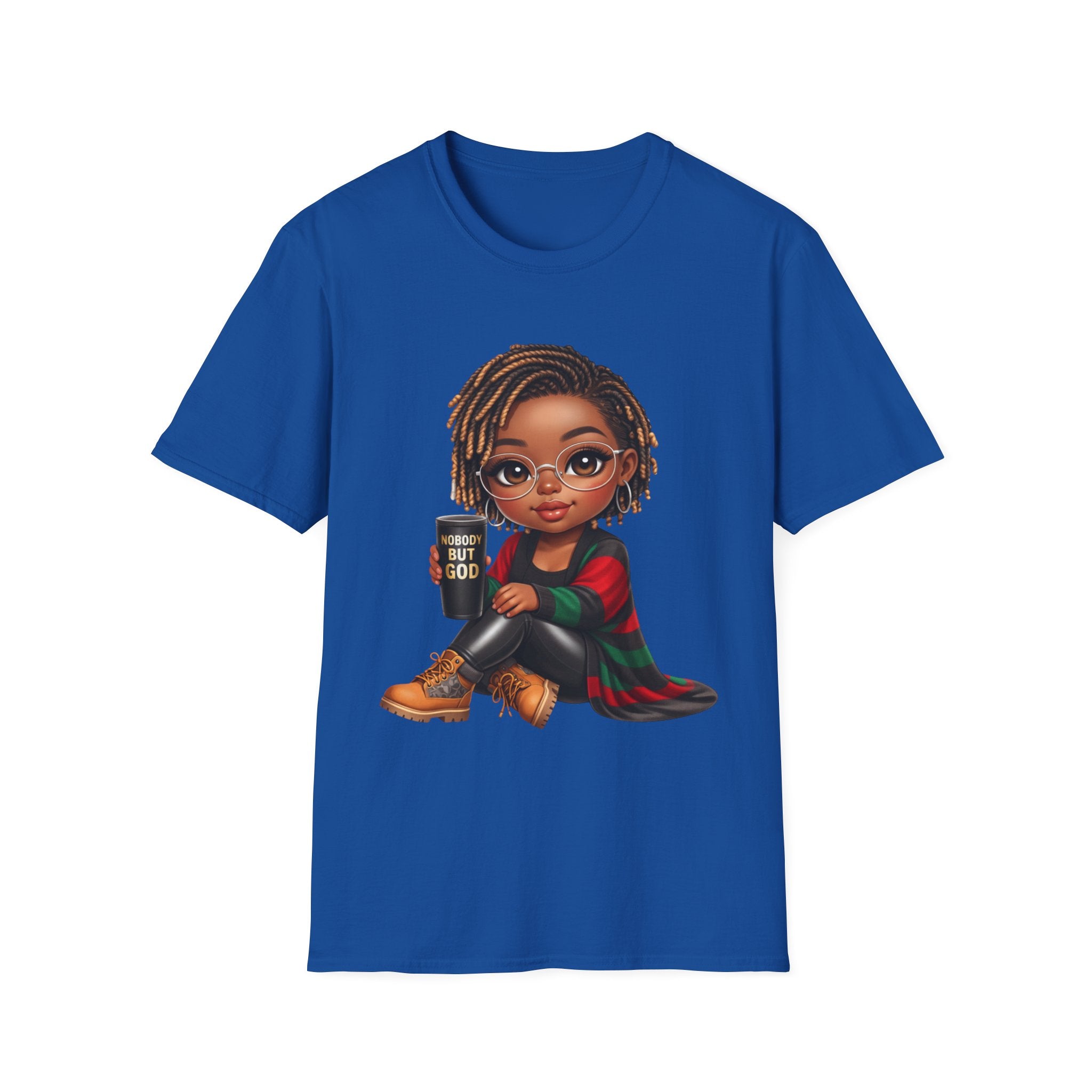 Faith Christian T-Shirt Nobody But God Afro Girl Graphic Tee Inspirational Streetwear