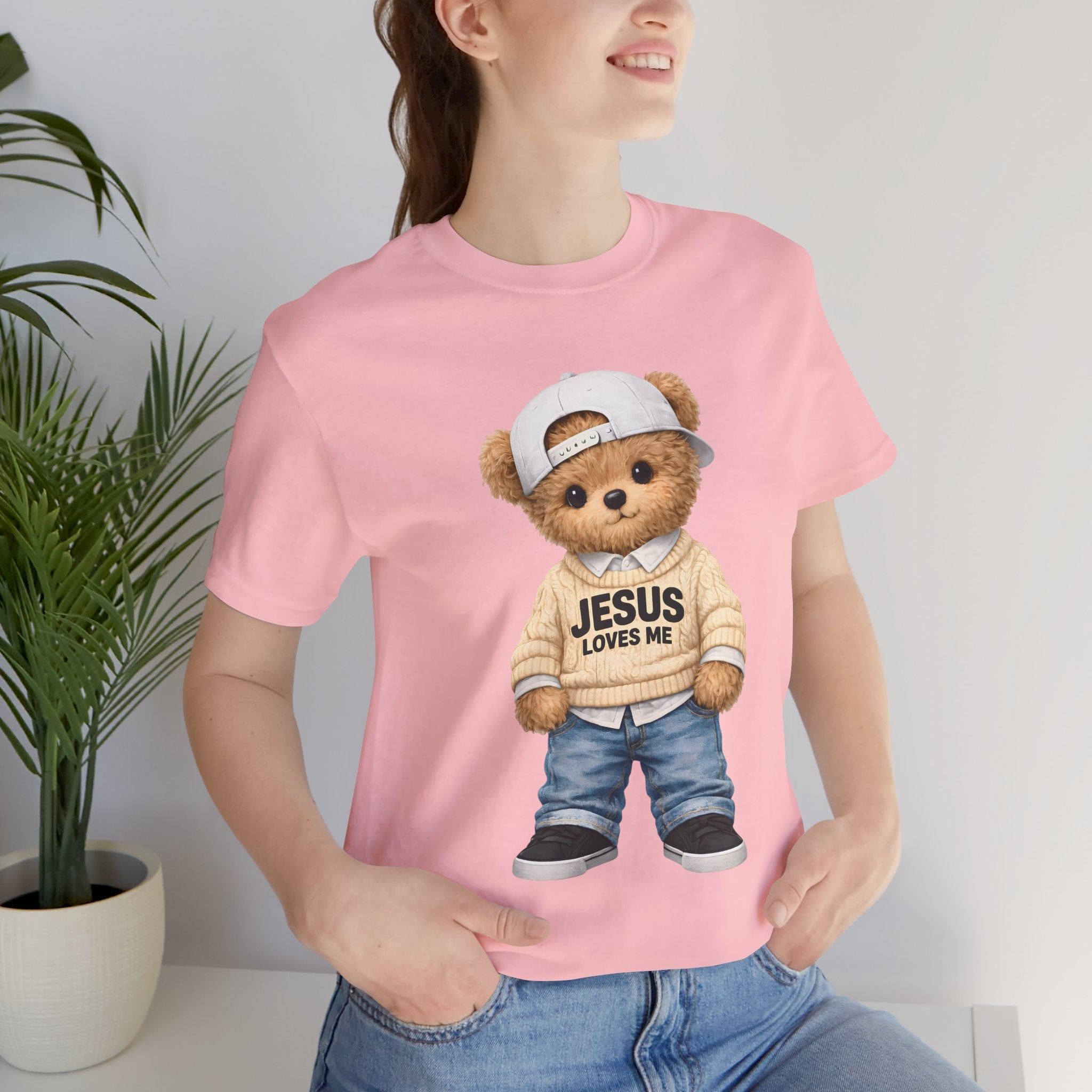 T-Shirt — Cute Teddy 'Jesus Loves Me' Graphic Tee