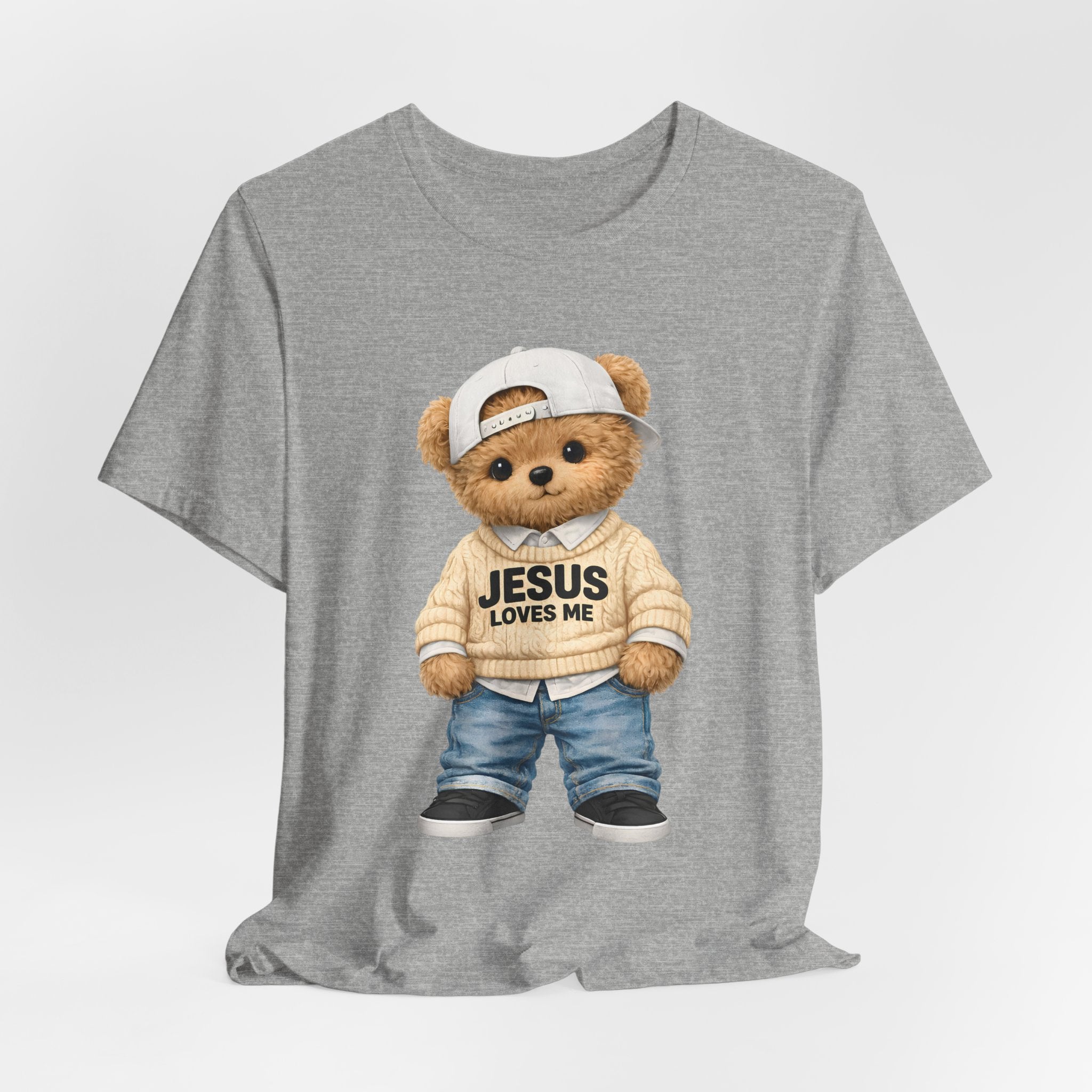 T-Shirt — Cute Teddy 'Jesus Loves Me' Graphic Tee