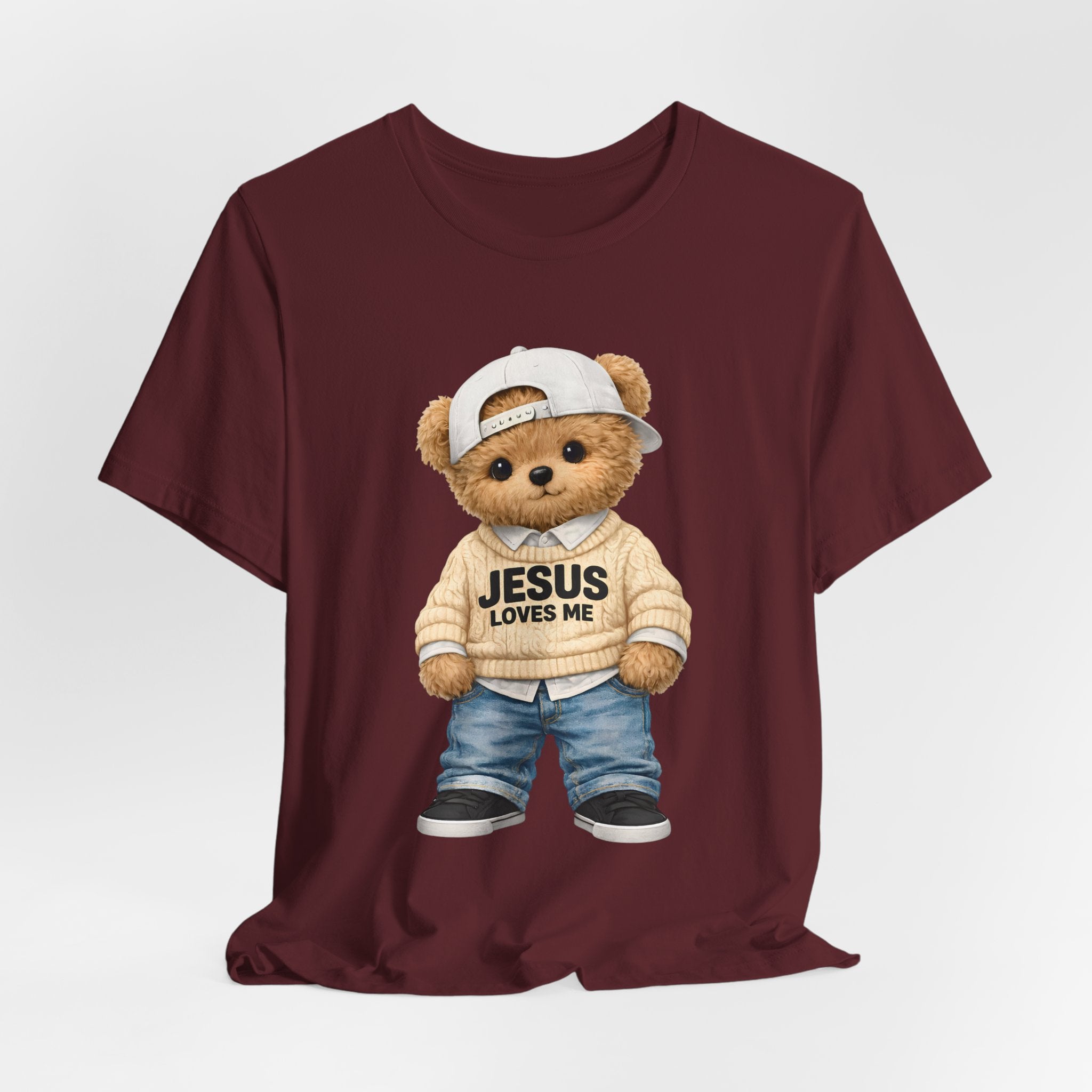 T-Shirt — Cute Teddy 'Jesus Loves Me' Graphic Tee