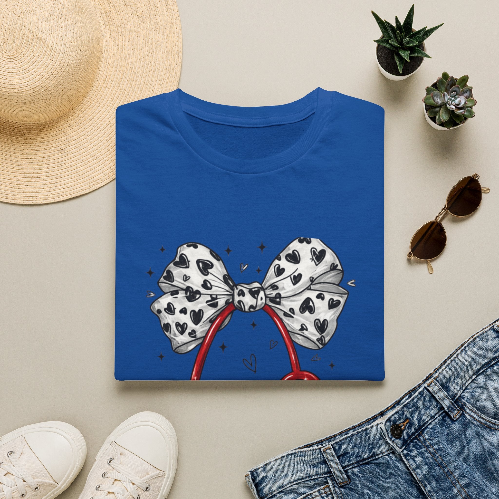 Nurse Stethoscope Tee with Heart Bow — Cute Medical Gift for Nurses