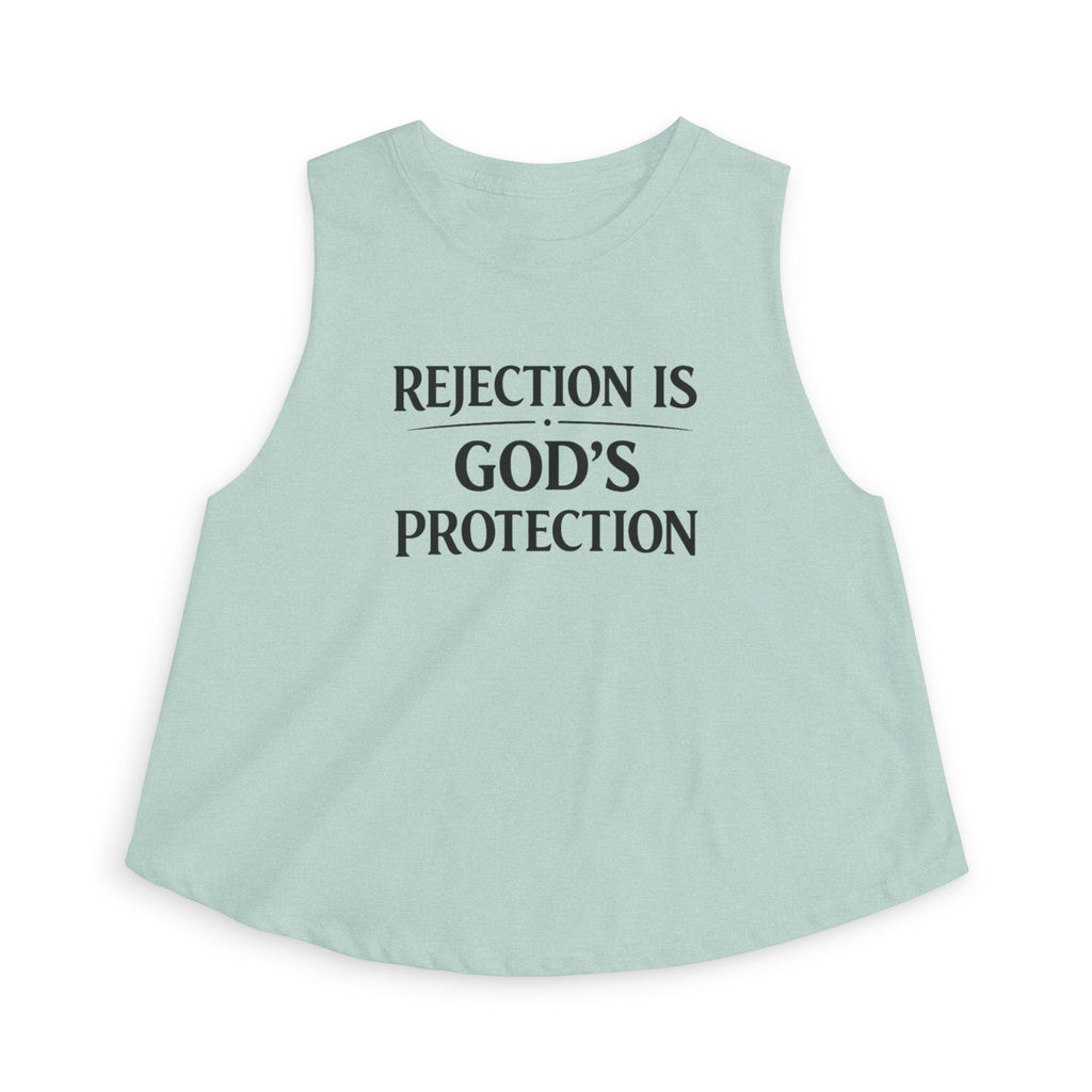 Christian Crop Top "Rejection Is God's Protection" – Inspirational Faith Apparel