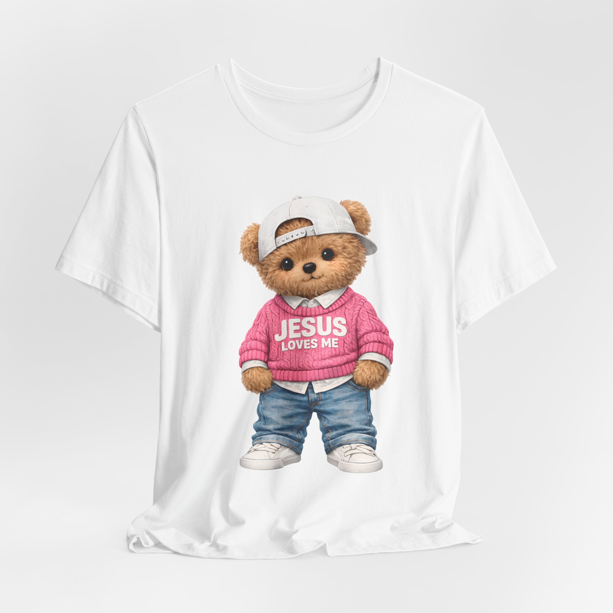 Jesus Loves Me Teddy Bear T-Shirt — Cute Christian Kids Graphic Tee