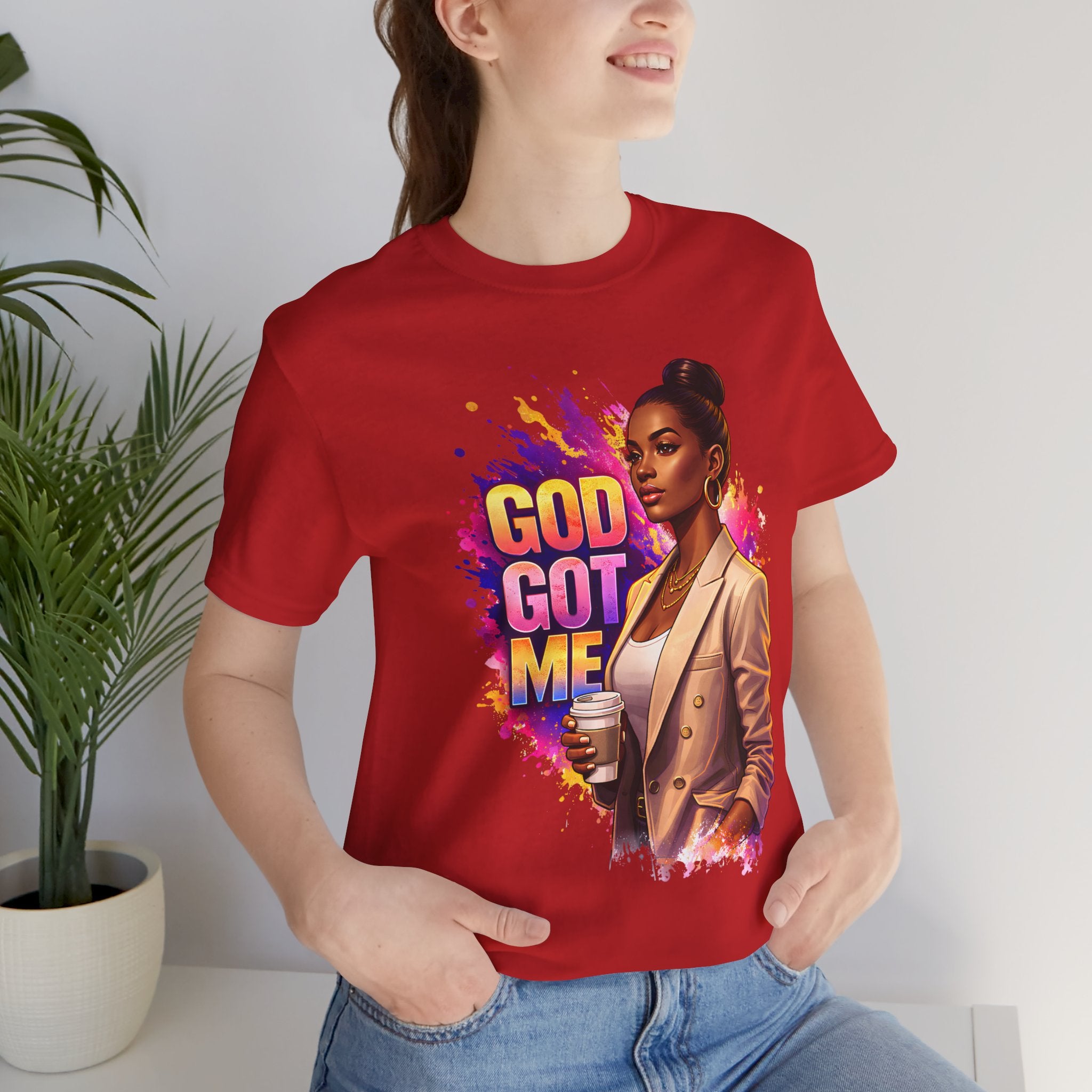 God Got Me T-Shirt — Inspirational Faith Tee with Stylish Woman Graphic