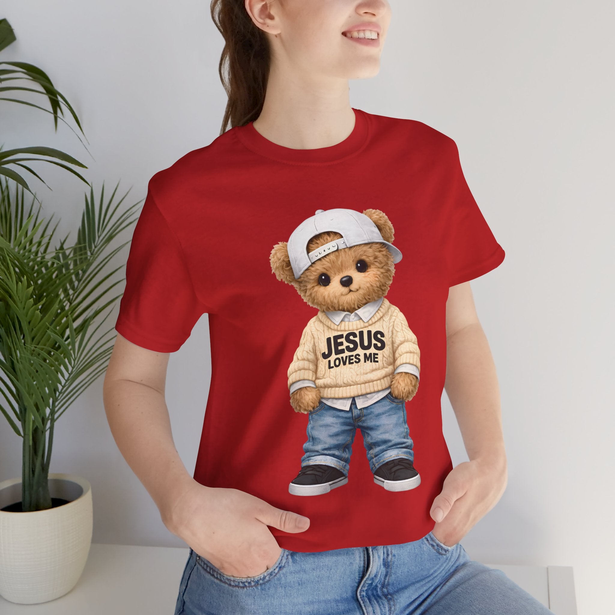 T-Shirt — Cute Teddy 'Jesus Loves Me' Graphic Tee