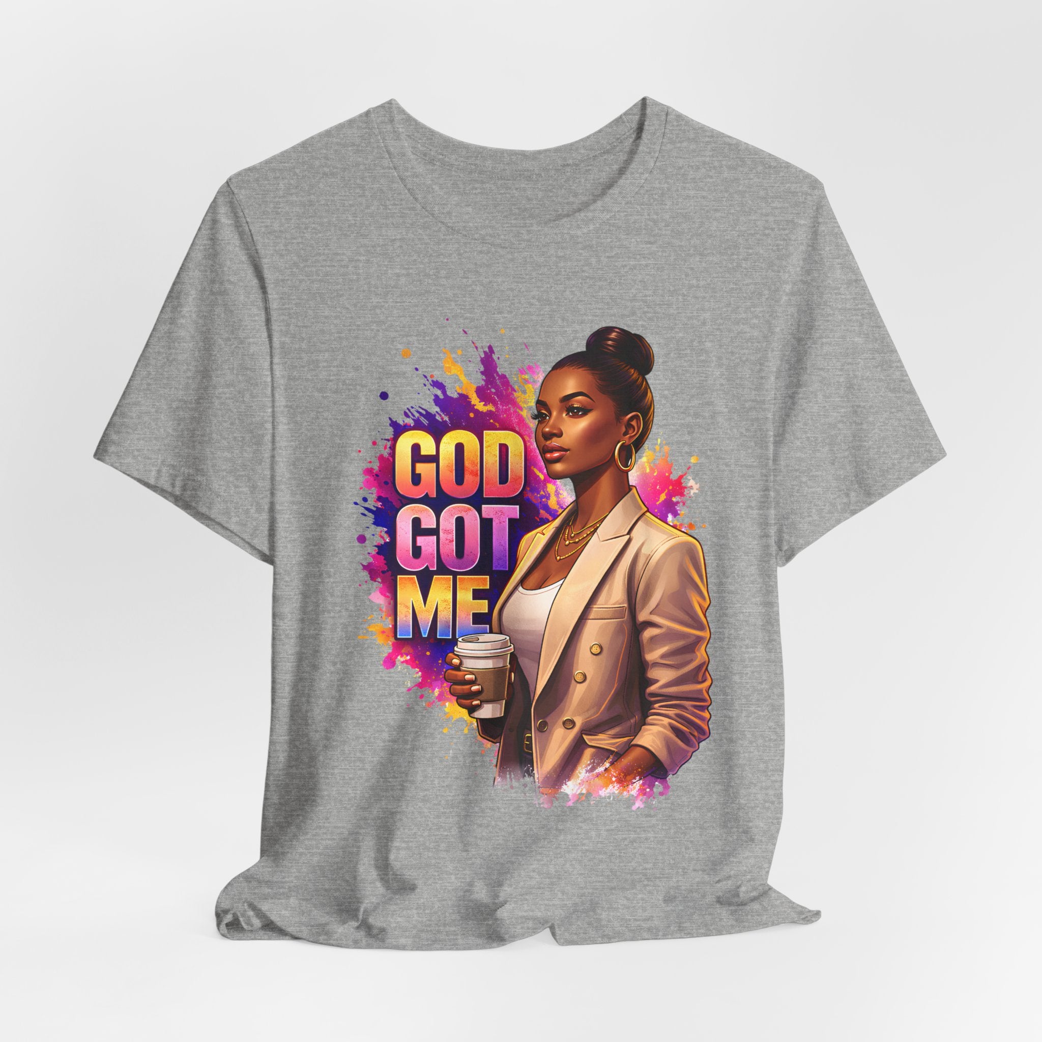 God Got Me T-Shirt — Inspirational Faith Tee with Stylish Woman Graphic