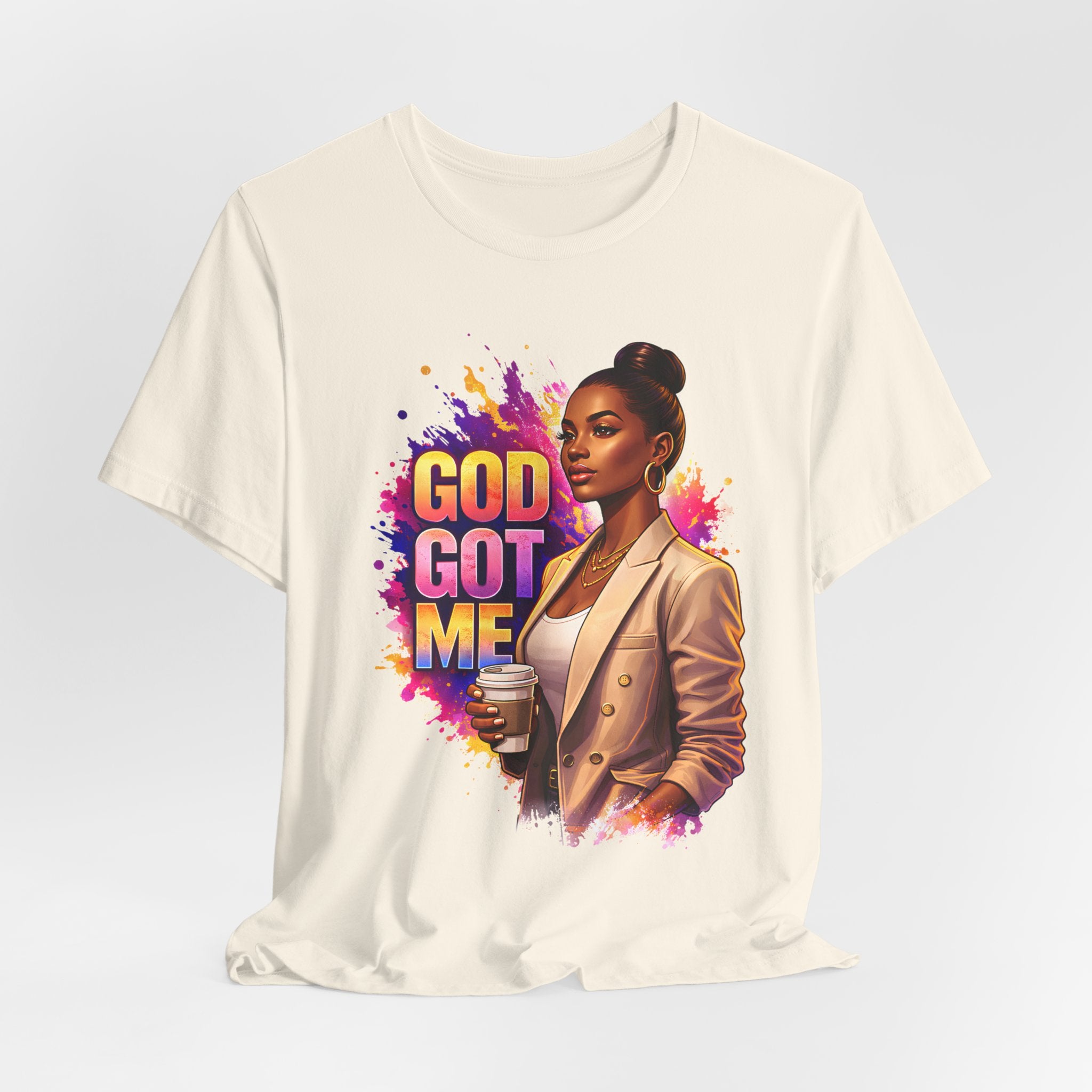 God Got Me T-Shirt — Inspirational Faith Tee with Stylish Woman Graphic