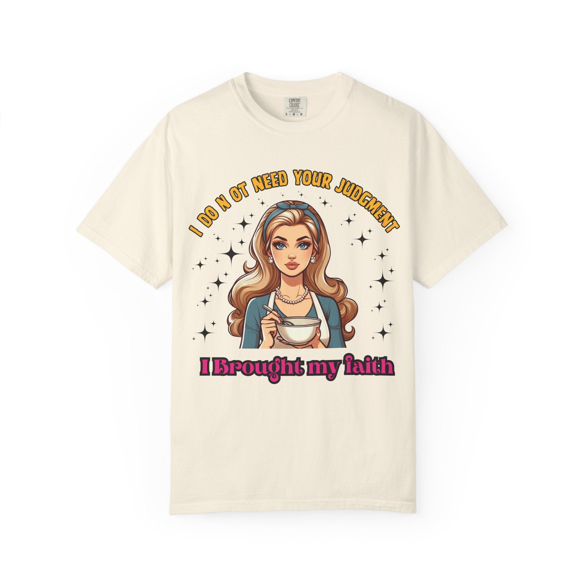 T-Shirt — 'I Don’t Need Your Judgment, I Brought My Faith' Retro Pop Art Graphic Tee